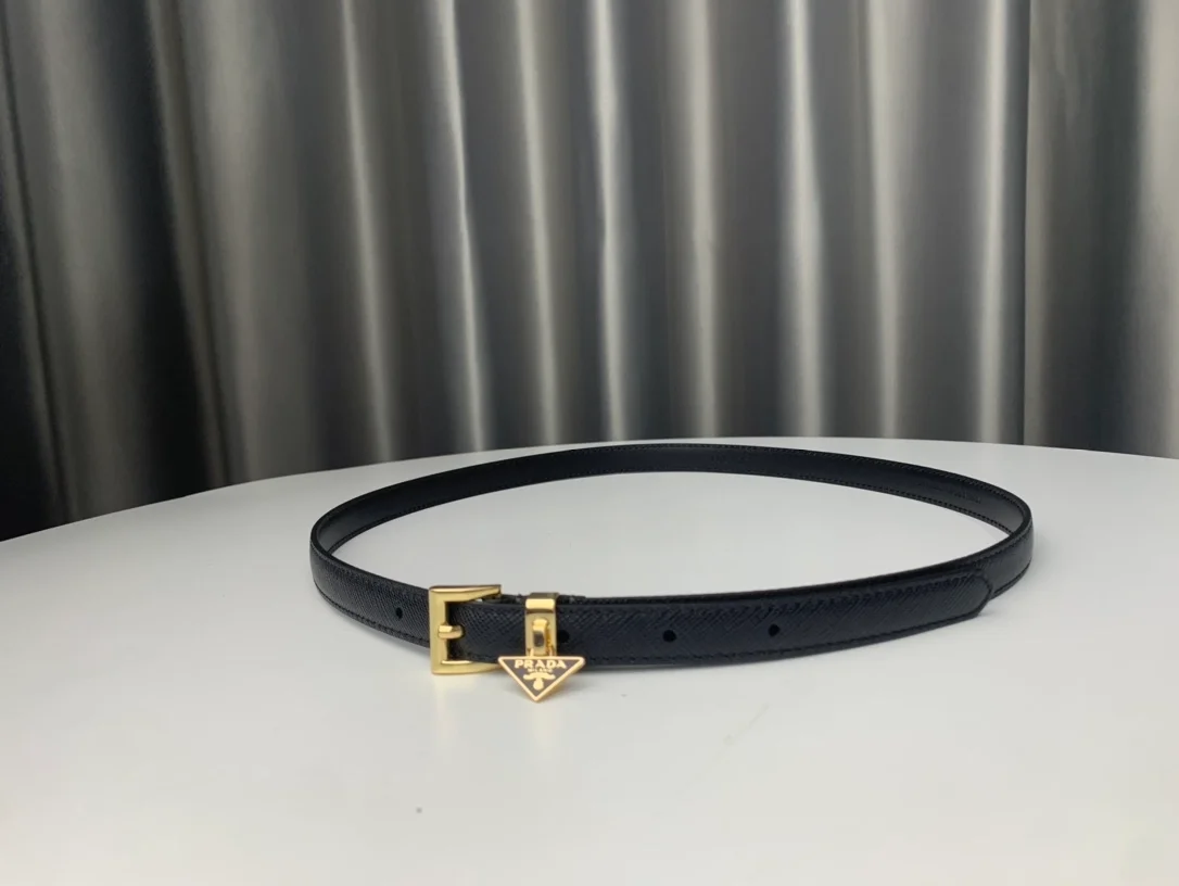 프라다 사피아노 레더 벨트 블랙 15mm