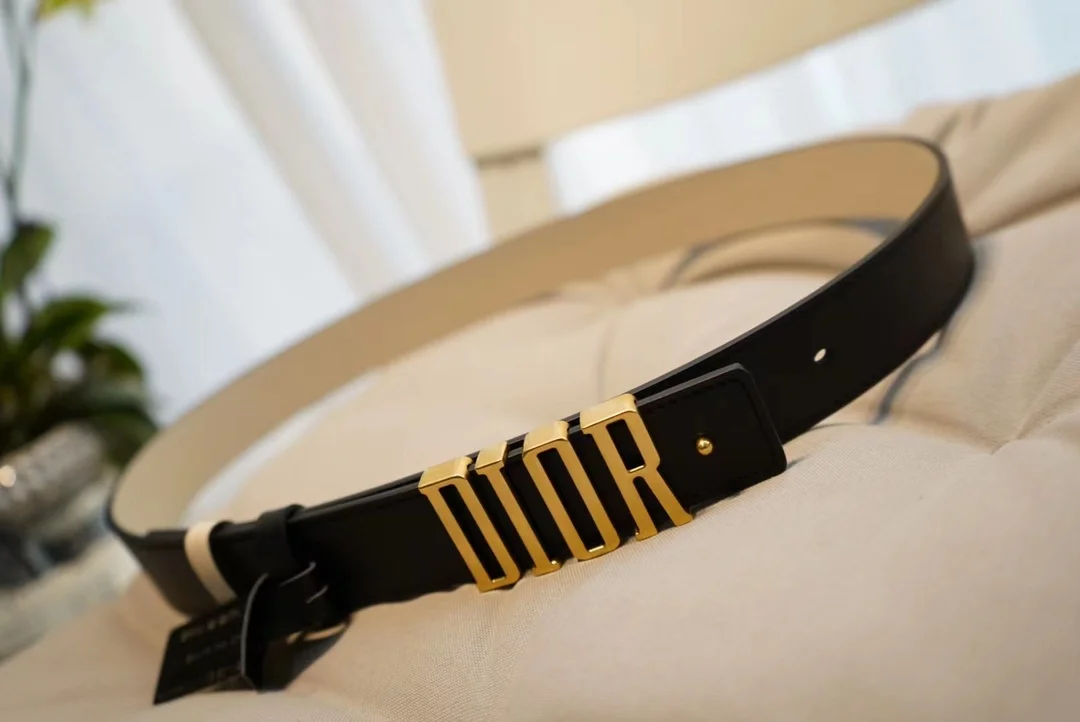 디올 D-FENCE 리버서블 벨트 블랙 아이보리 30mm