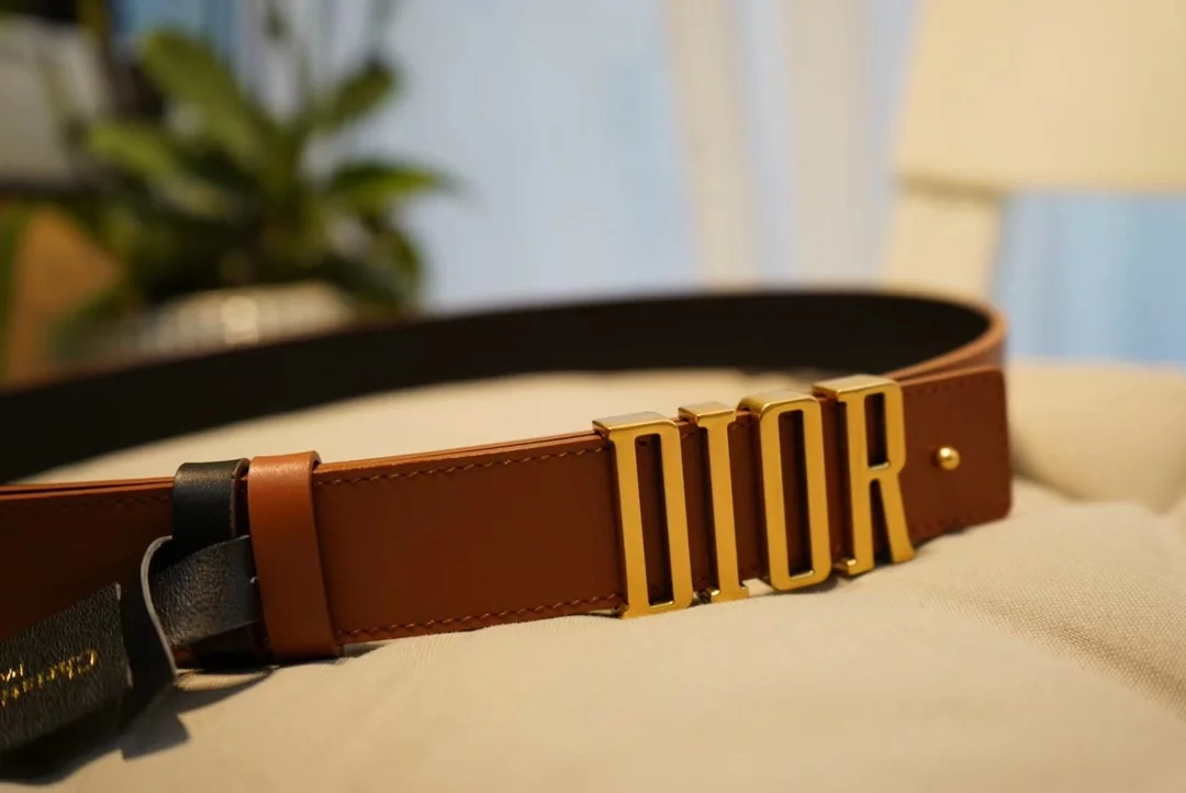 디올 D-FENCE 리버서블 벨트 브라운 블랙 30mm