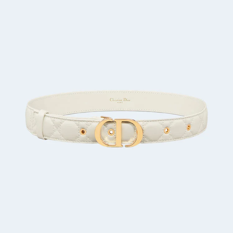 디올 30 몽테뉴 스티칭 벨트 화이트 30mm