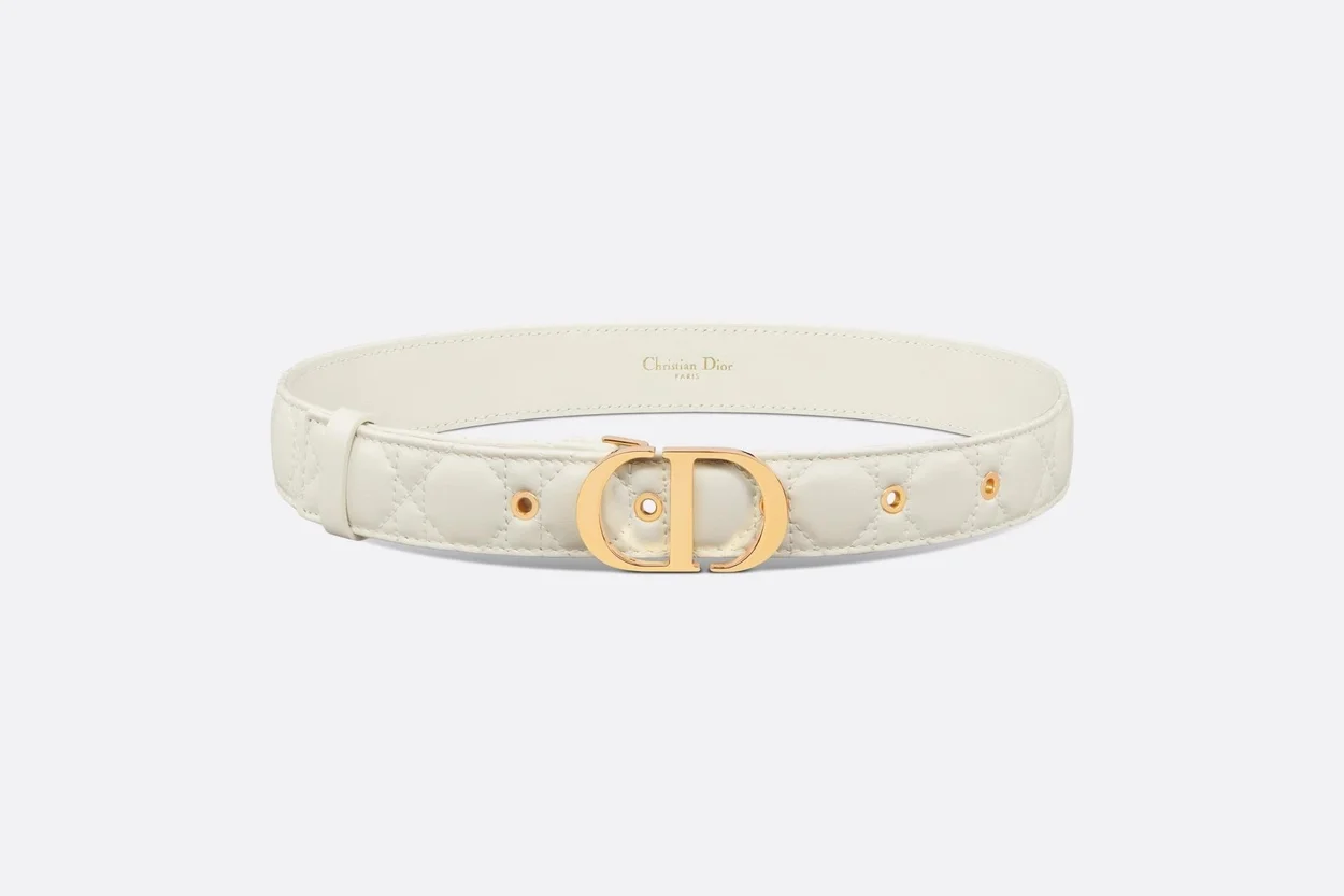 디올 30 몽테뉴 스티칭 벨트 화이트 30mm