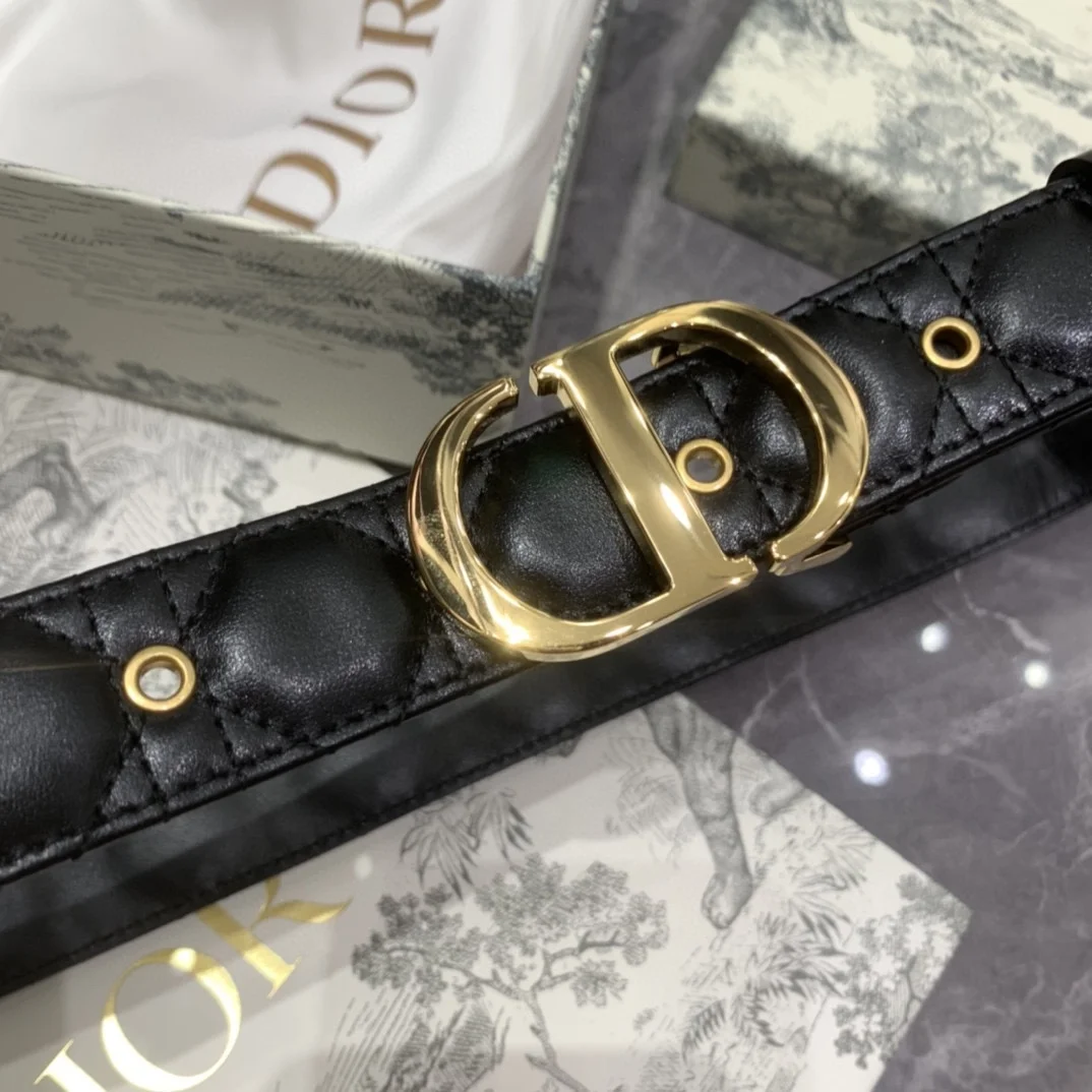 디올 30 몽테뉴 스티칭 벨트 블랙 30mm