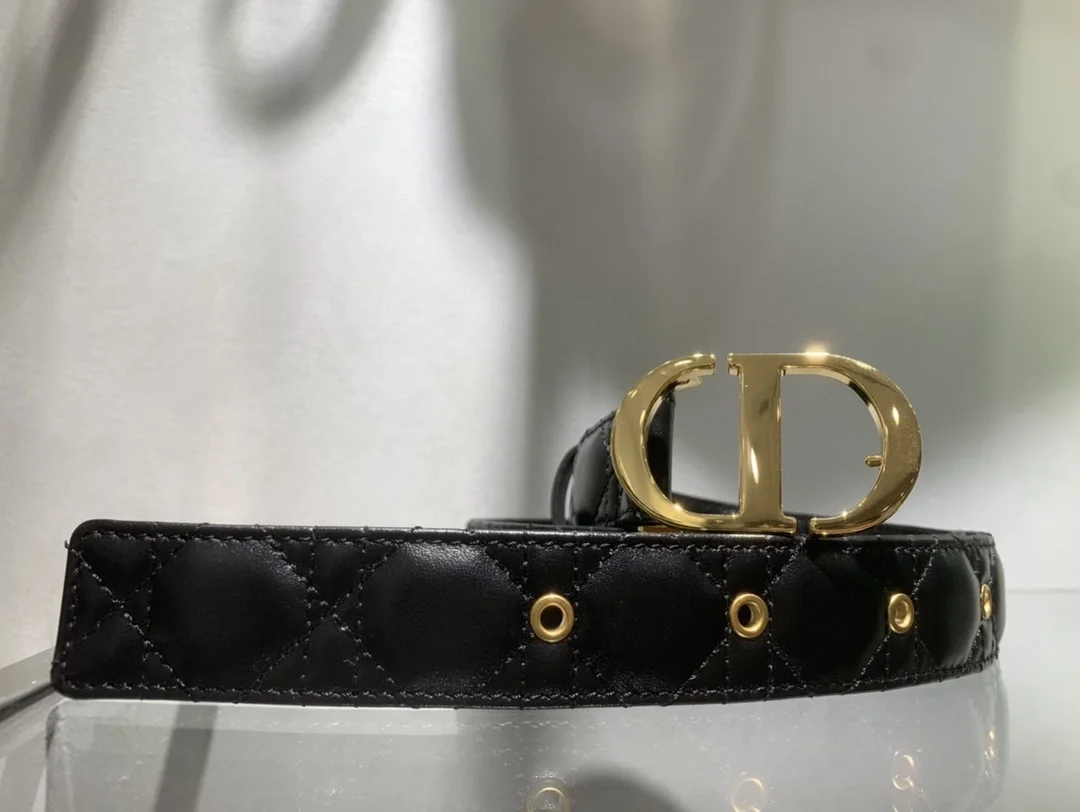 디올 30 몽테뉴 스티칭 벨트 블랙 30mm