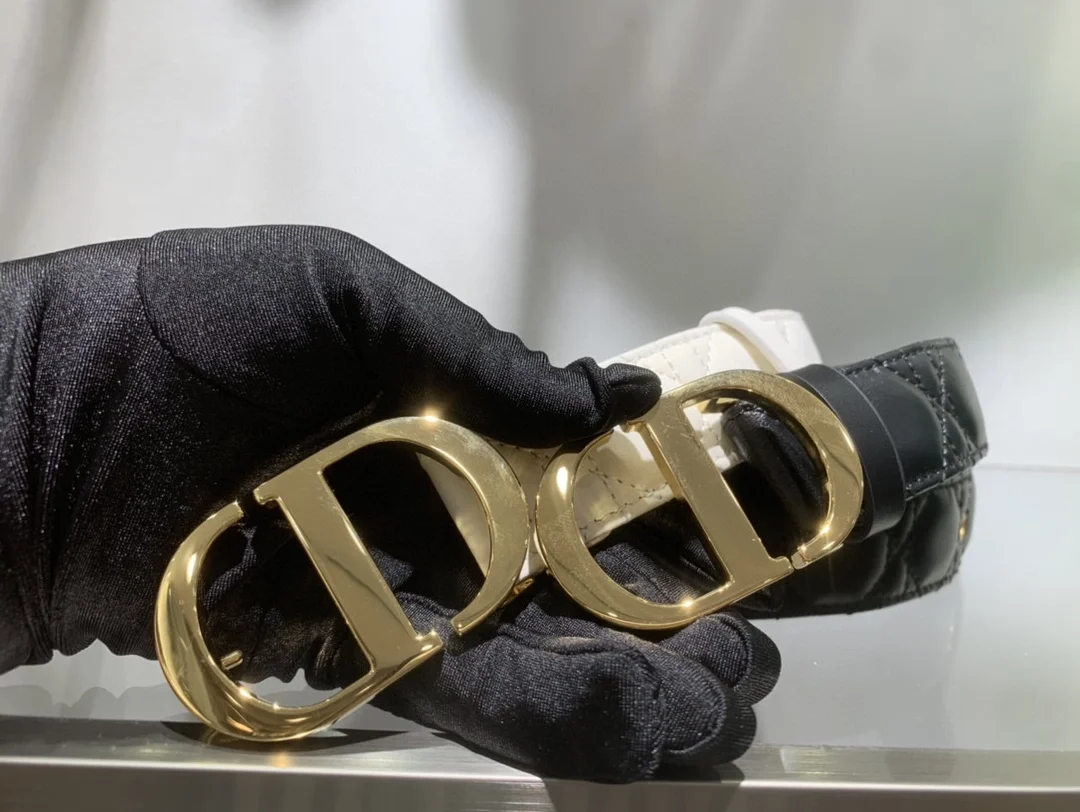 디올 30 몽테뉴 스티칭 벨트 블랙 30mm