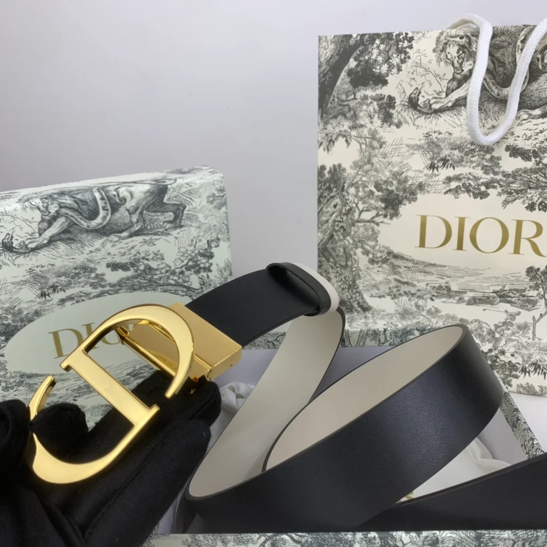 디올 30 몽테뉴 리버서블 벨트 블랙 라떼 35mm