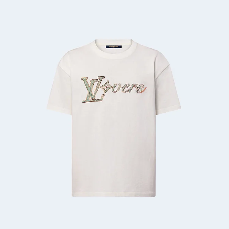 루이비통 자수 반팔 티셔츠 1AFR96