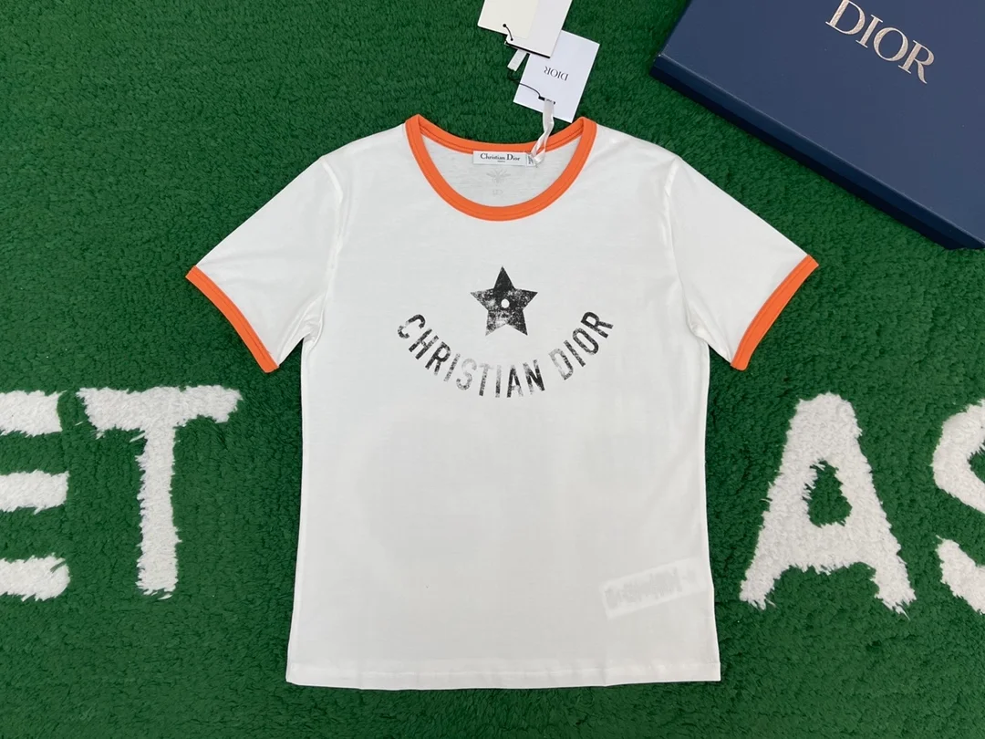 디올 디오리비에라 오렌지 코튼 저지 티셔츠