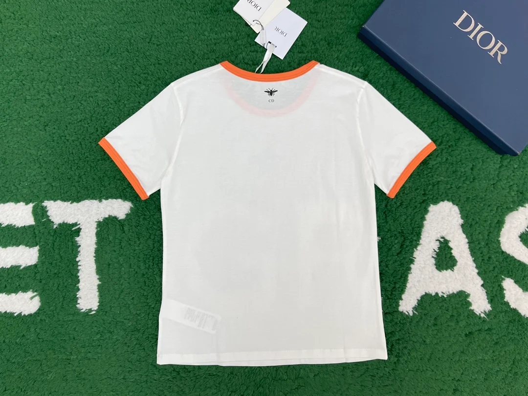 디올 디오리비에라 오렌지 코튼 저지 티셔츠