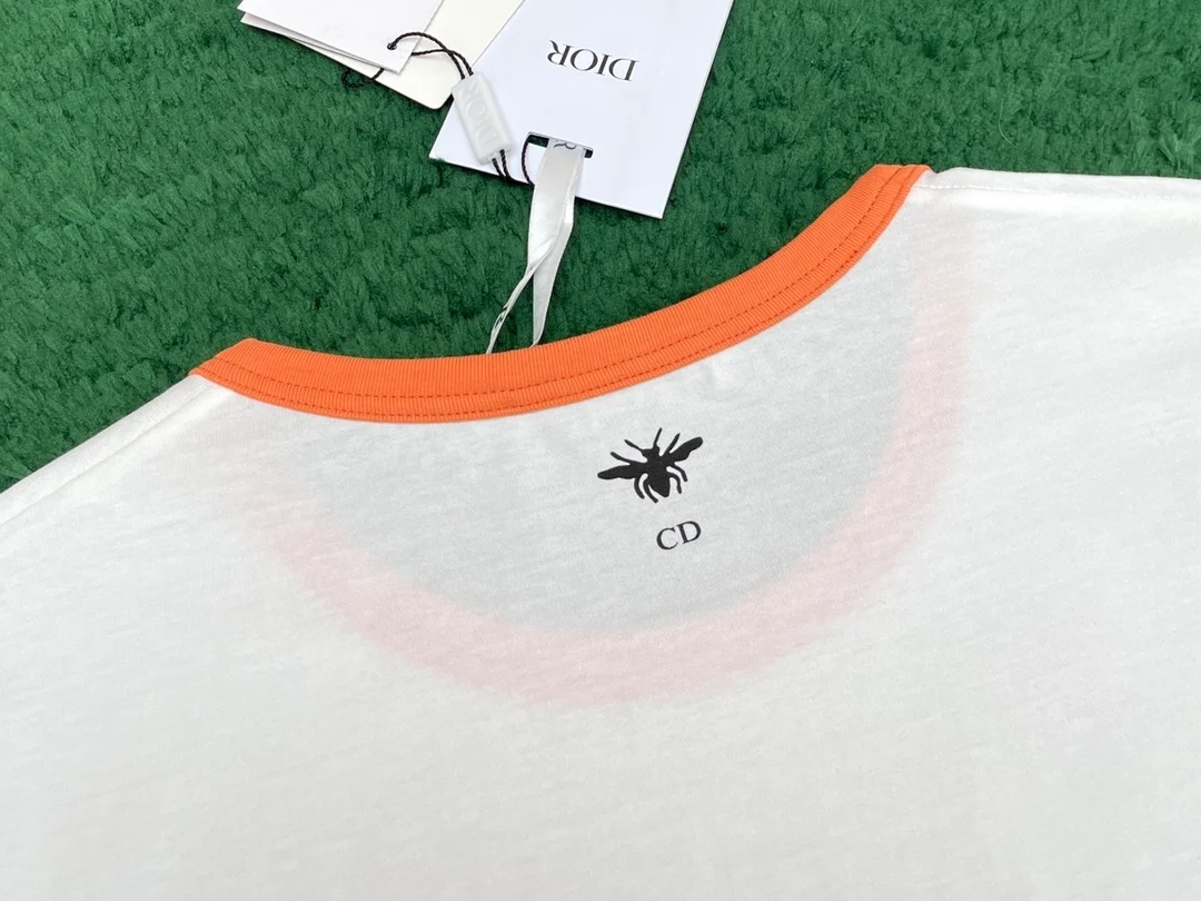 디올 디오리비에라 오렌지 코튼 저지 티셔츠