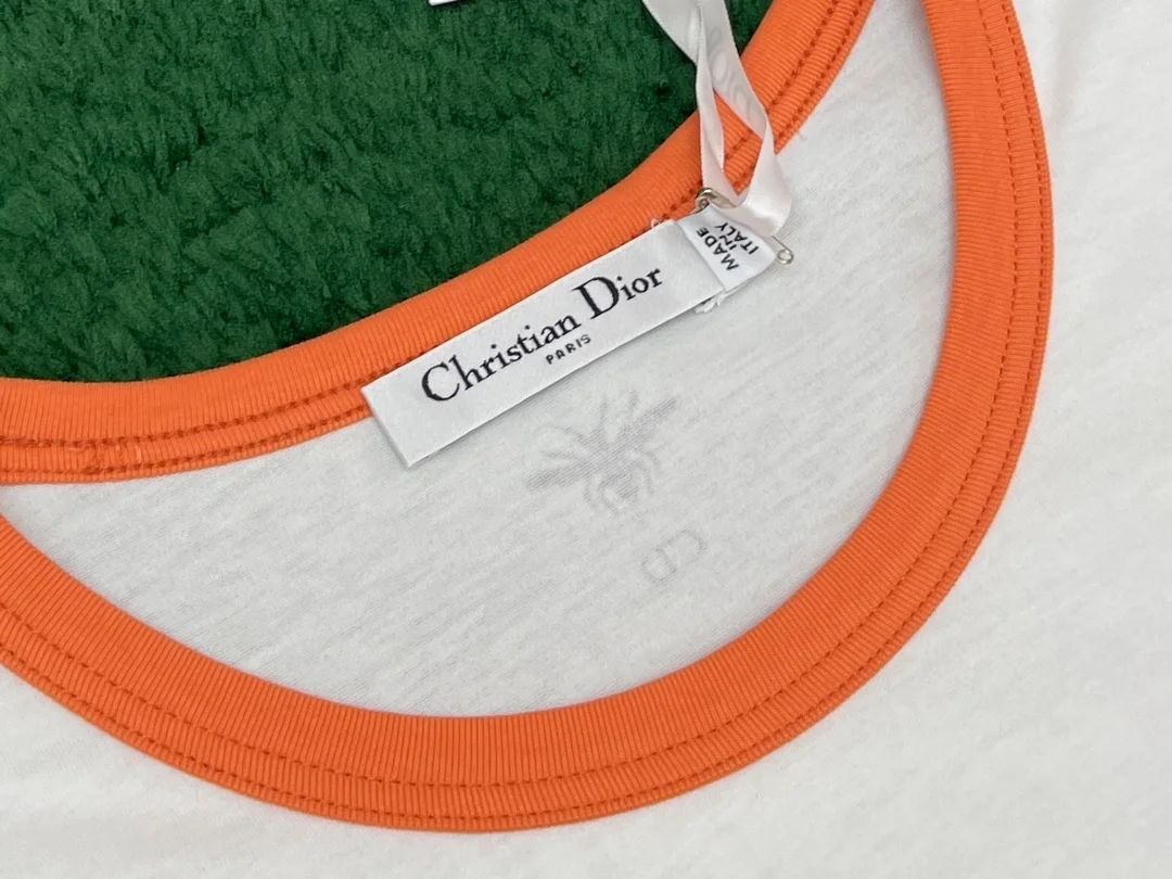 디올 디오리비에라 오렌지 코튼 저지 티셔츠