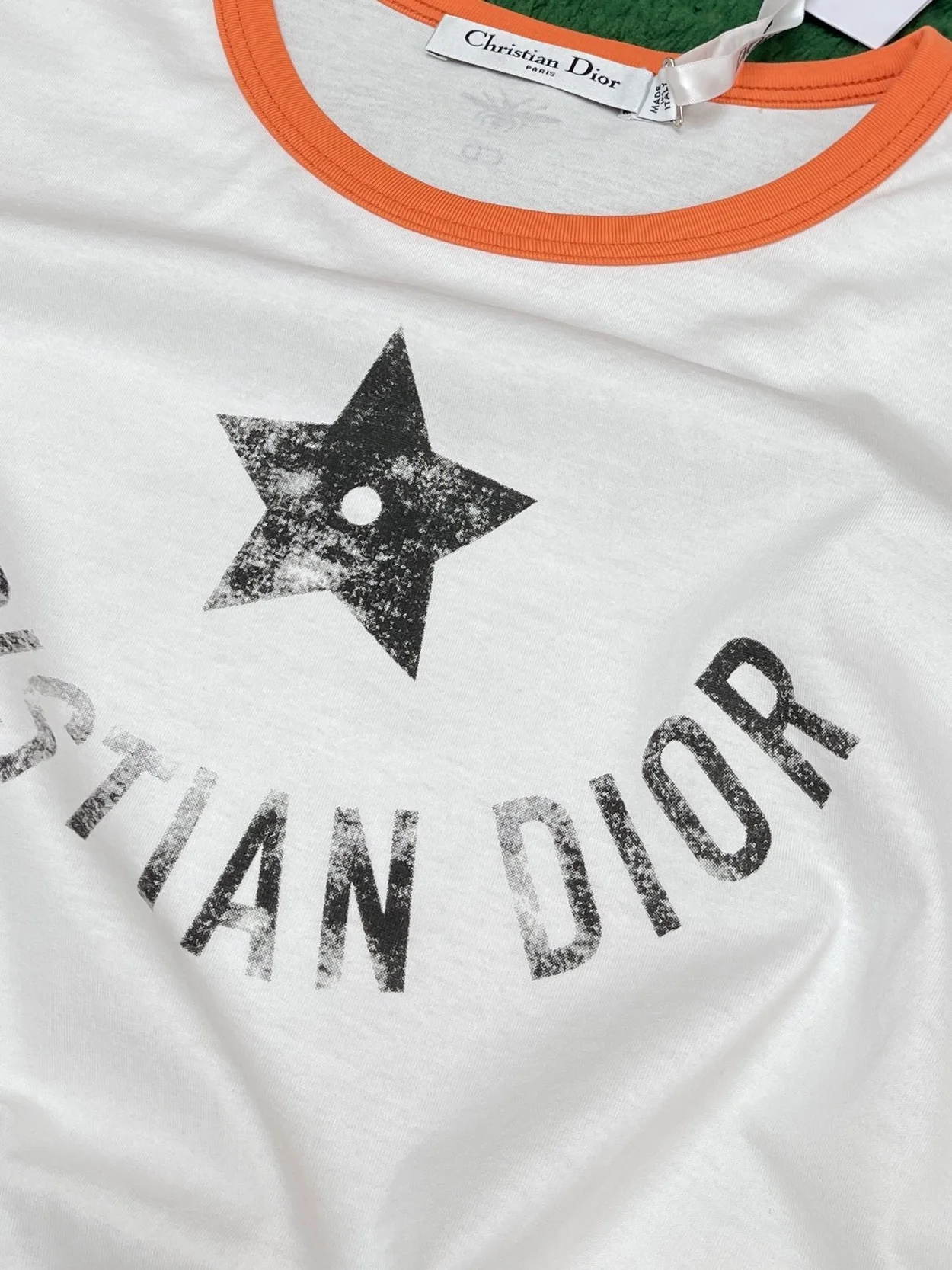 디올 디오리비에라 오렌지 코튼 저지 티셔츠