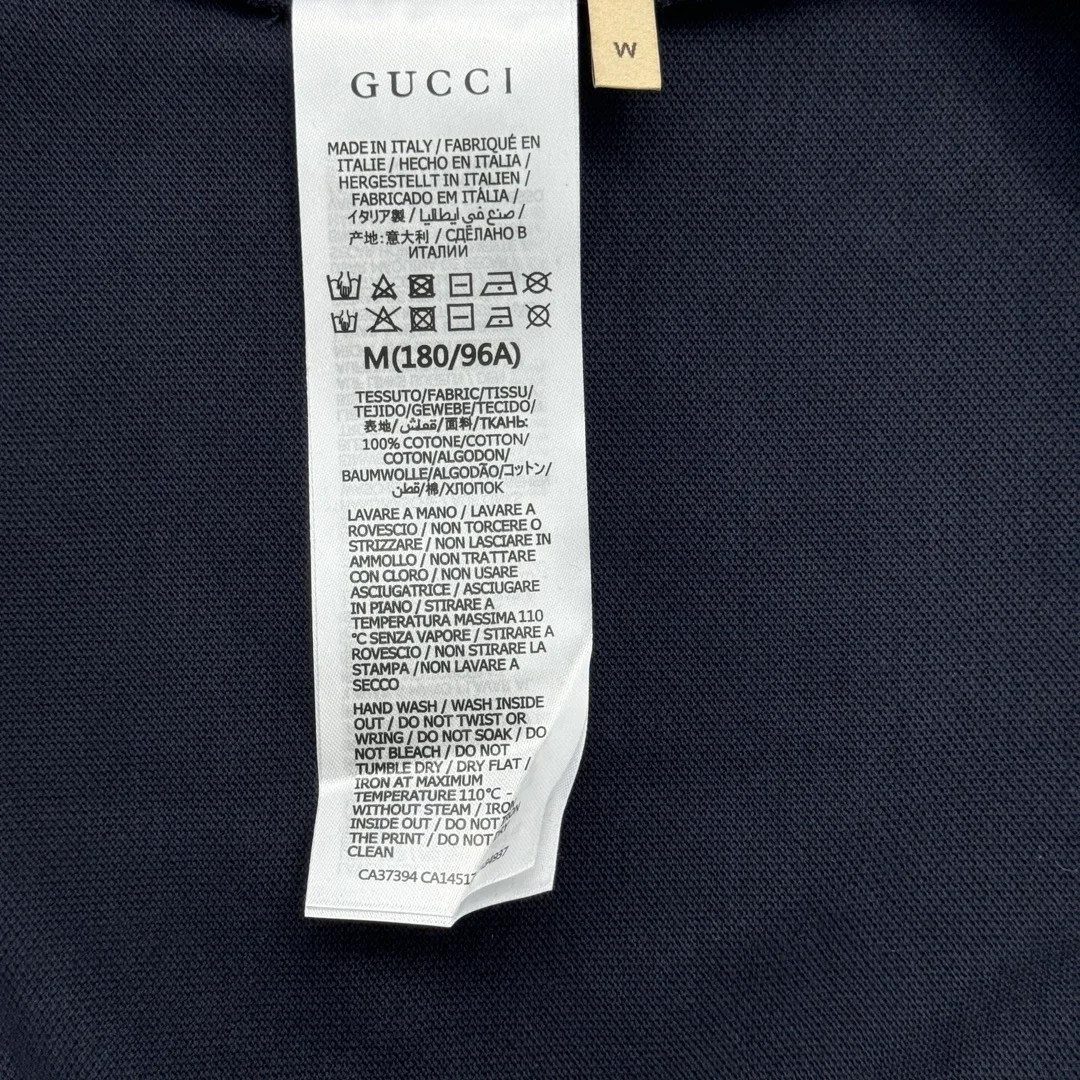 구찌 자수 코튼 폴로 셔츠 네이비