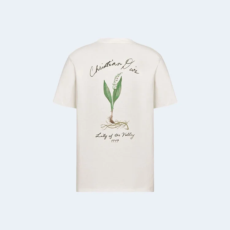 디올 핸드라이팅 캐주얼 핏 티셔츠 화이트