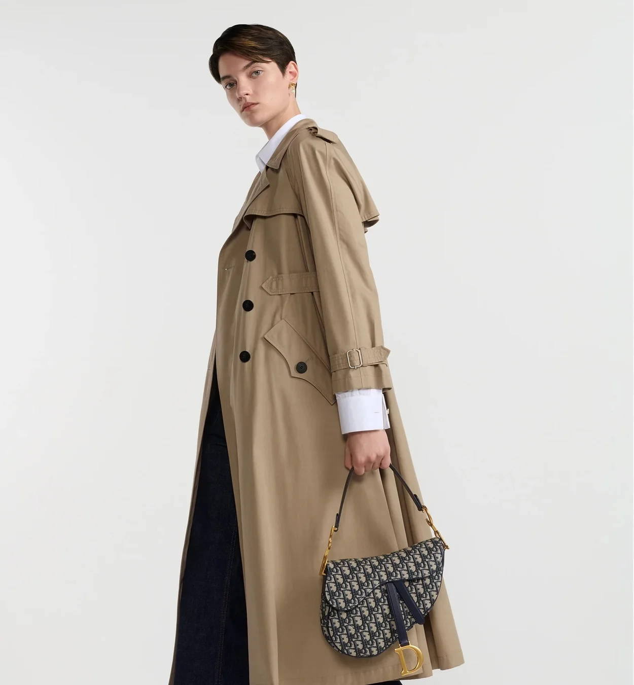 디올 오블리크 클래식 네이비 미듐 새들백