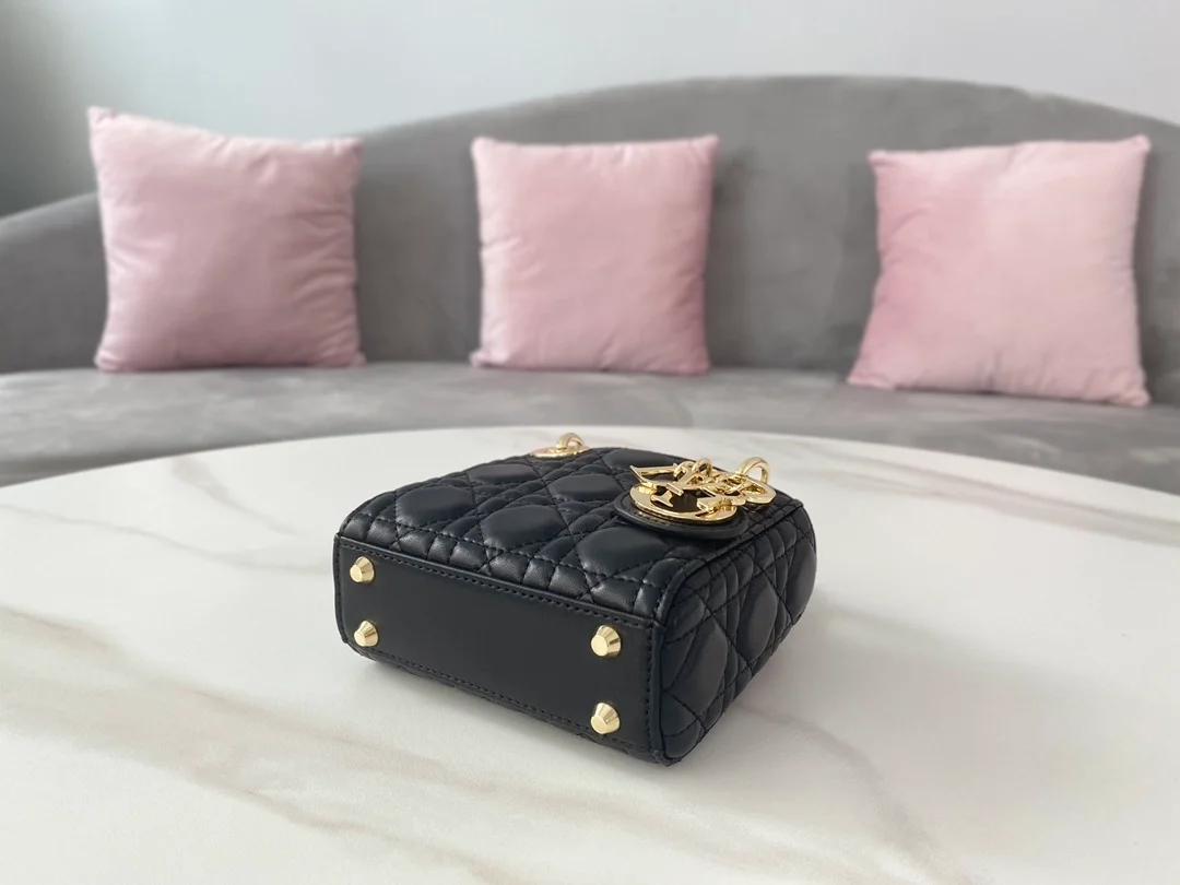 디올 레이디 마이크로 핸드백 블랙