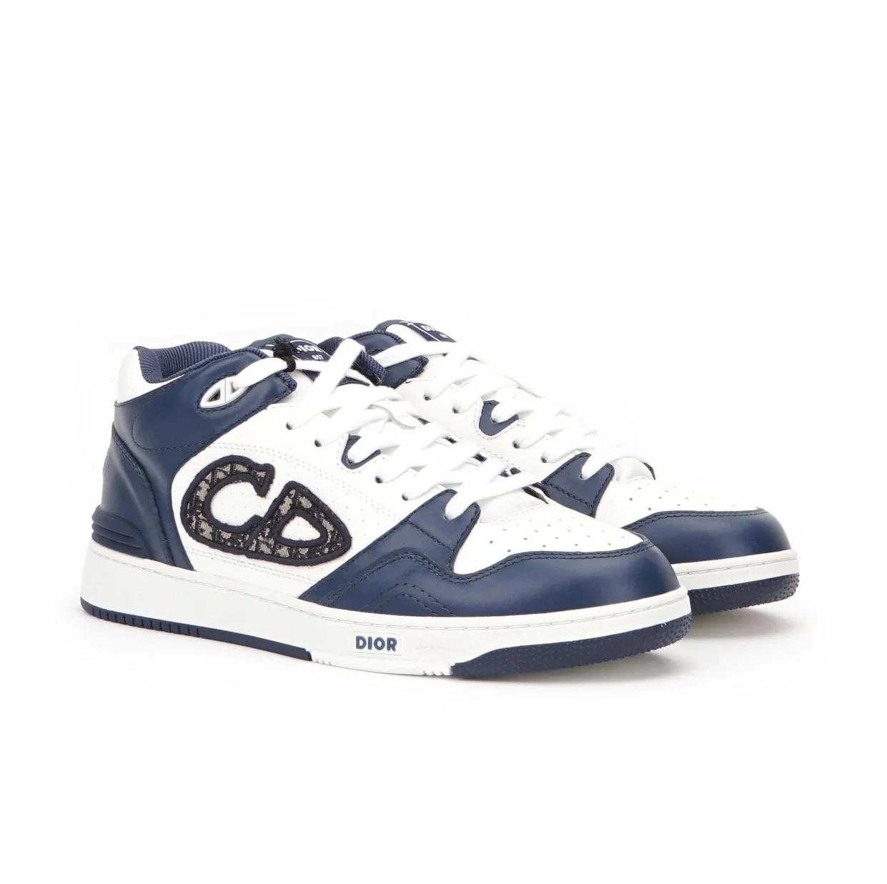 디올 B57 미드탑 스니커즈 오블리크 네이비 블루 & 화이트