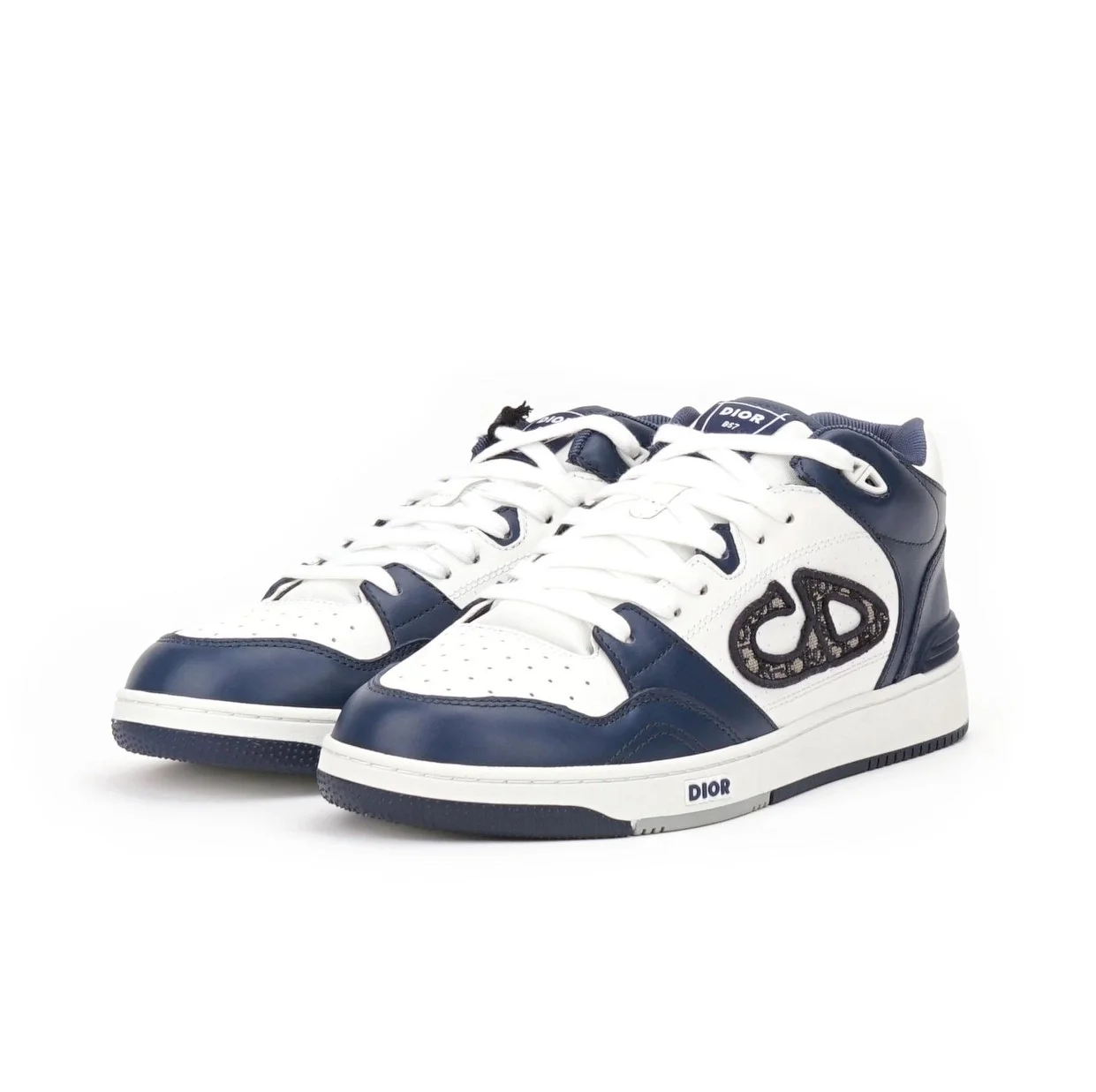 디올 B57 미드탑 스니커즈 오블리크 네이비 블루 & 화이트
