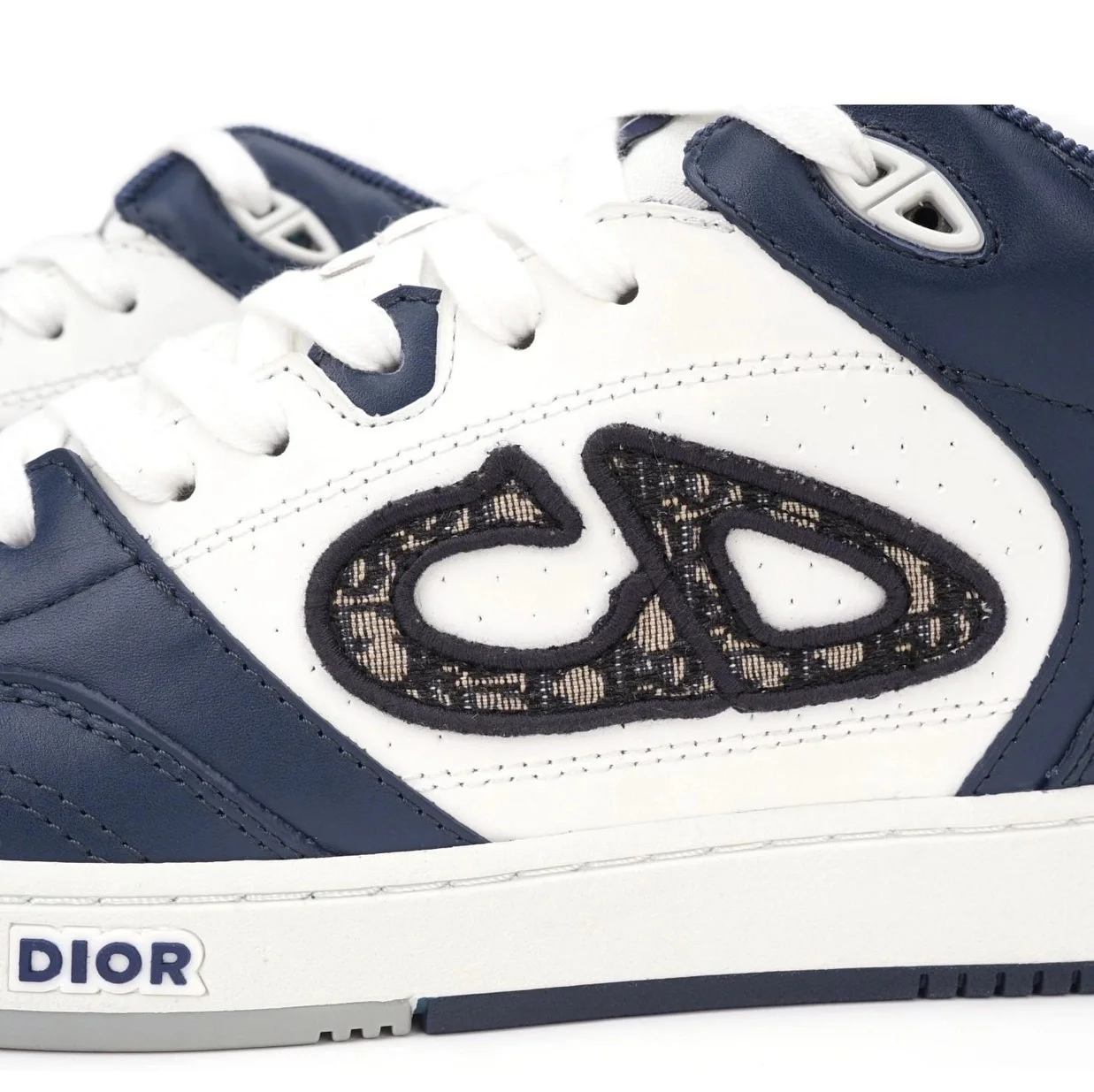 디올 B57 미드탑 스니커즈 오블리크 네이비 블루 & 화이트