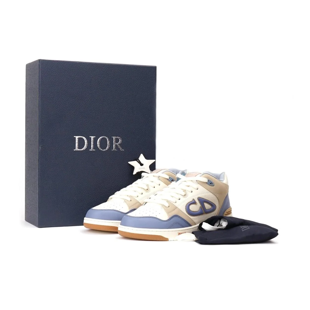 디올 B57 미드탑 스니커즈 블루 & 크림