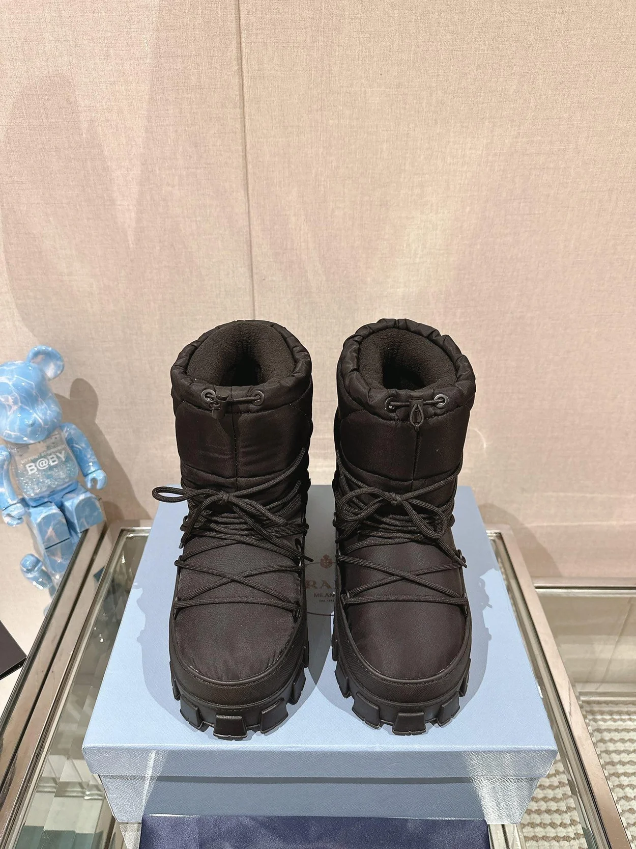 프라다 나일론 개버딘 아프레 스키 부츠 블랙