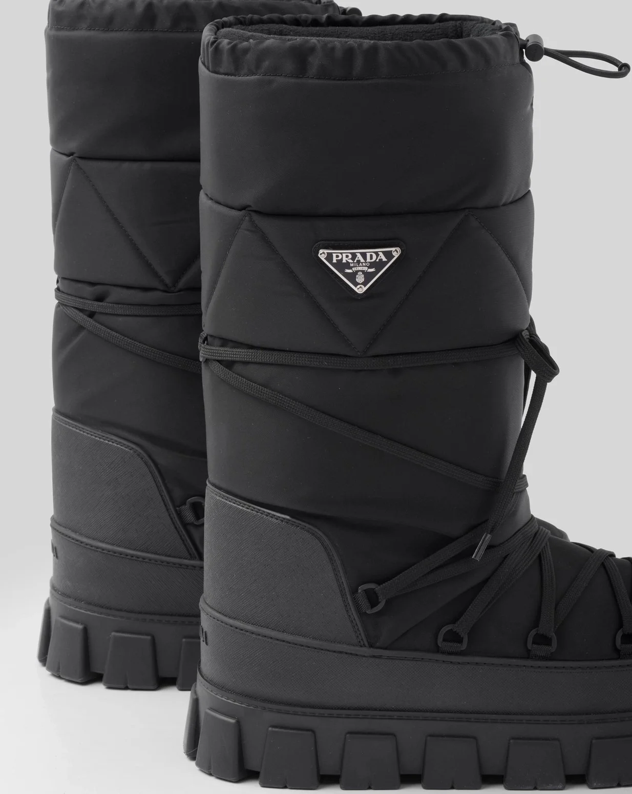 프라다 나일론 개버딘 아프레 스키 롱 부츠 블랙