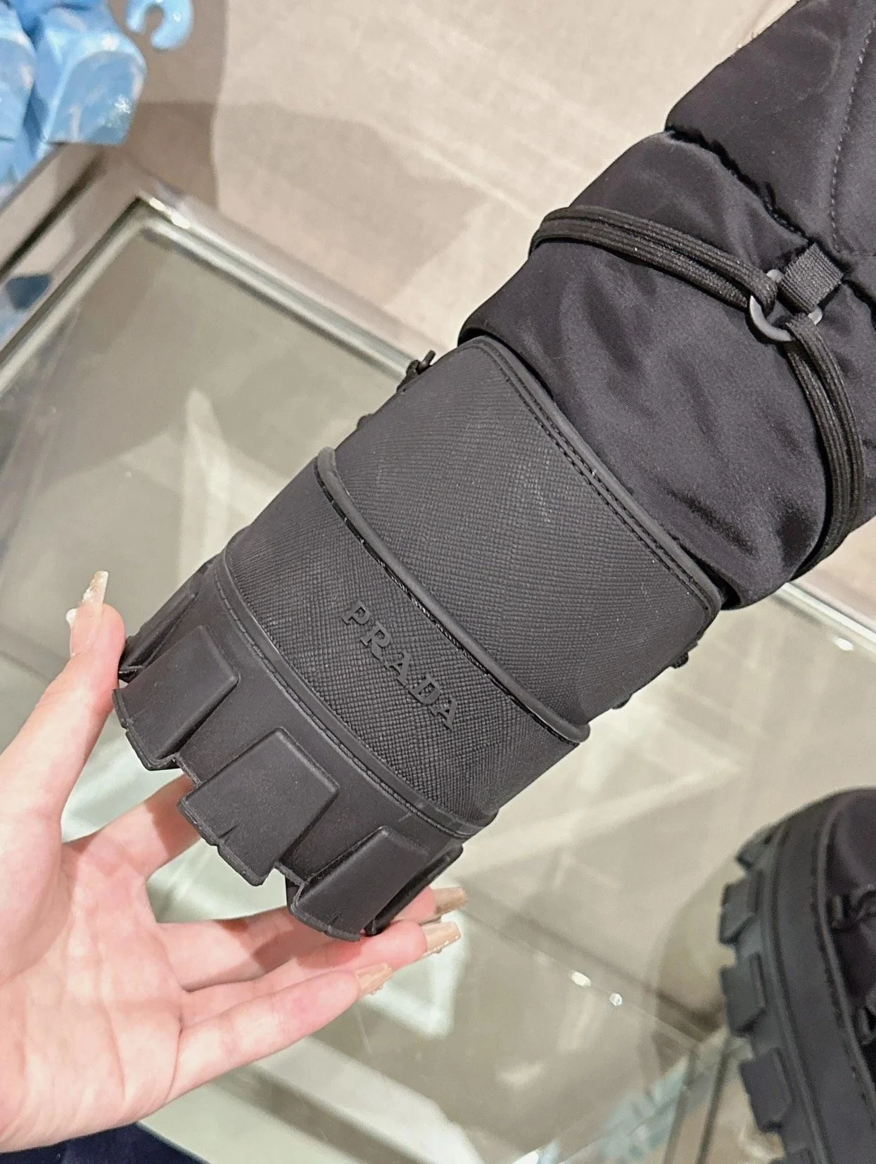 프라다 나일론 개버딘 아프레 스키 롱 부츠 블랙