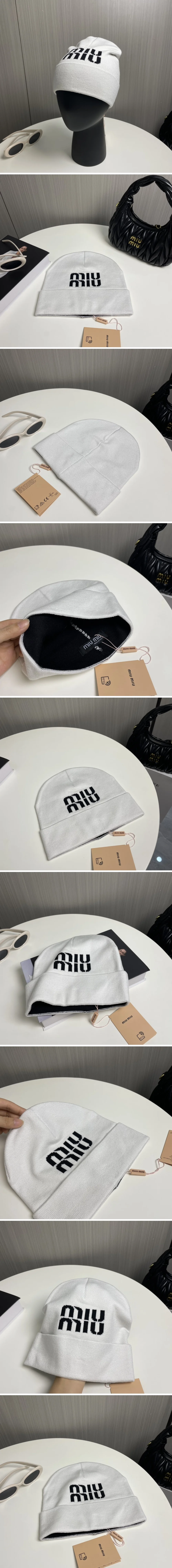 미우미우 울 비니 화이트