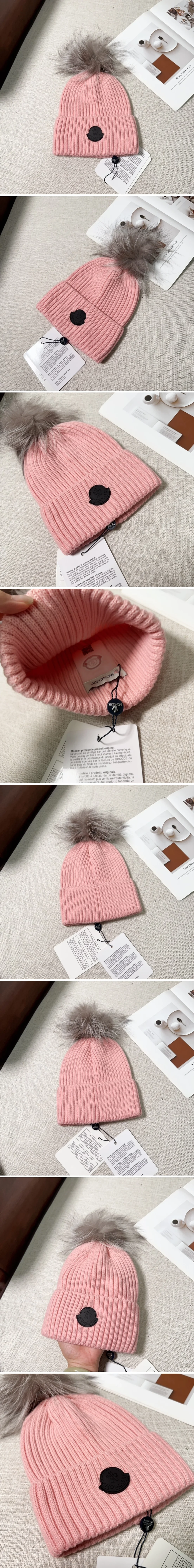 몽클레어 폼폼 울 비니 핑크