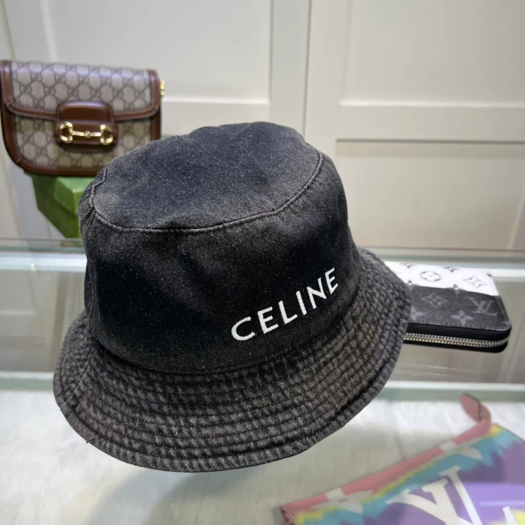 셀린느 데님 버킷햇 빈티지 블랙