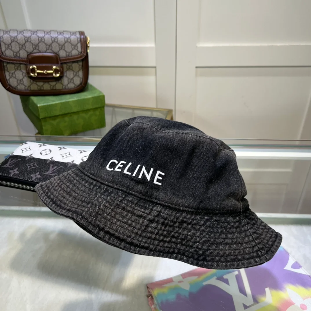 셀린느 데님 버킷햇 빈티지 블랙