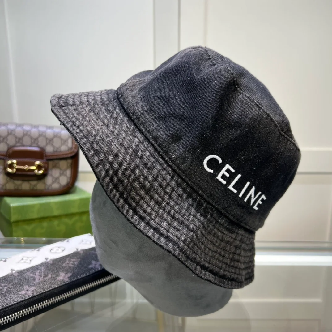 셀린느 데님 버킷햇 빈티지 블랙