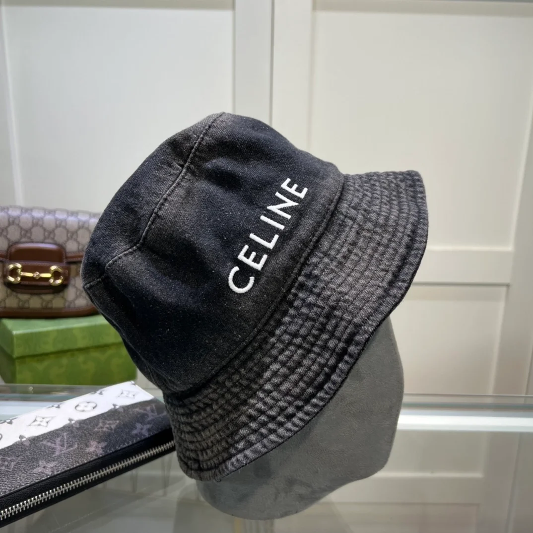 셀린느 데님 버킷햇 빈티지 블랙