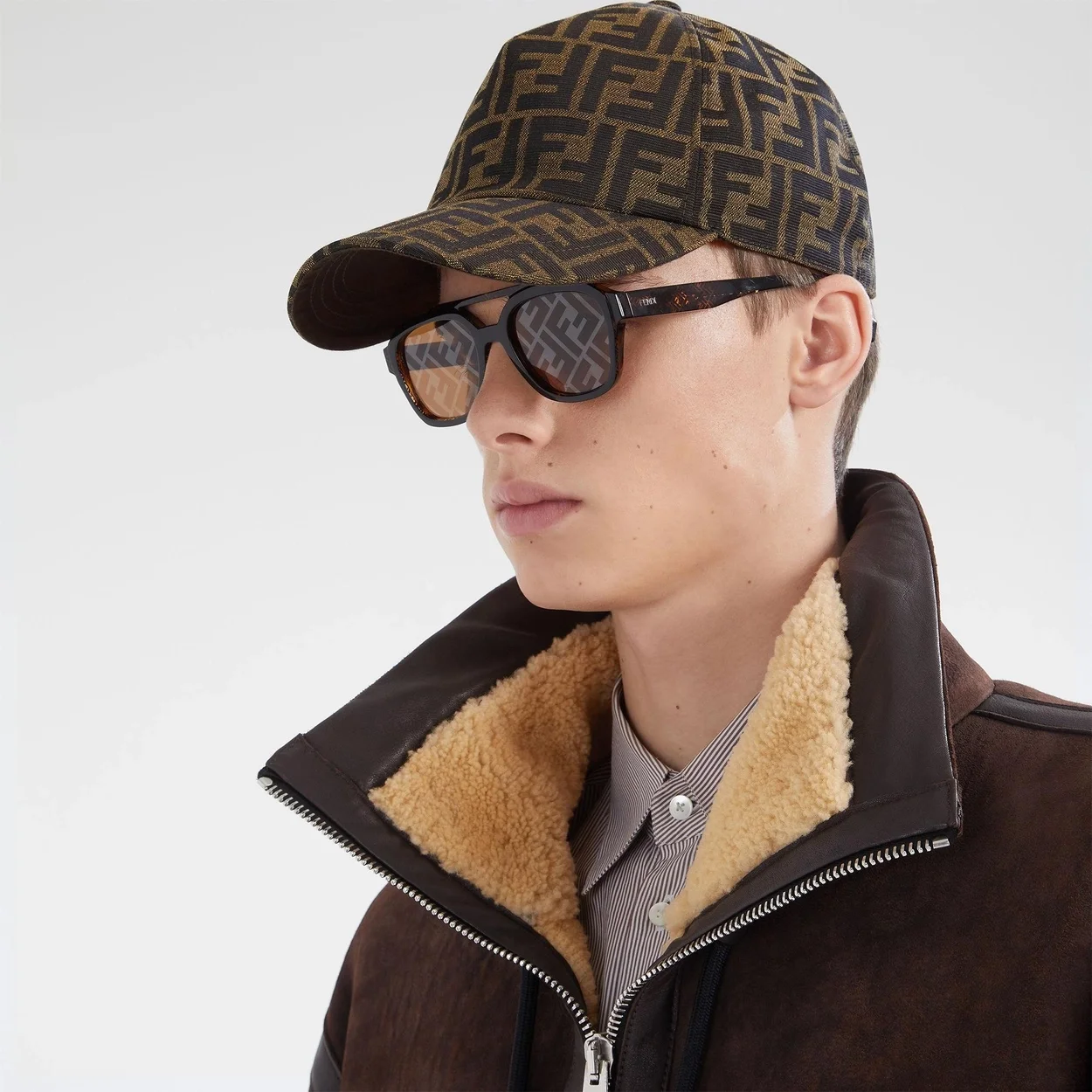 펜디 브라운 패브릭 베이스볼 캡