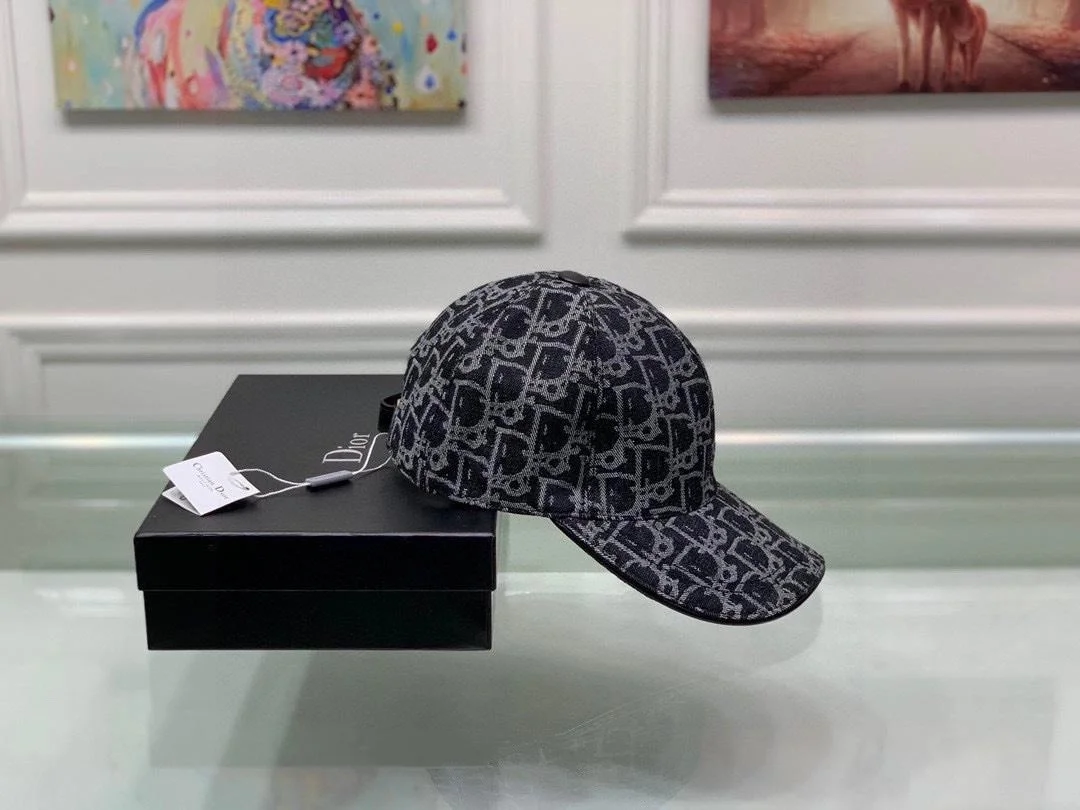 디올 오블리크 자카드 블랙 베이스볼 캡