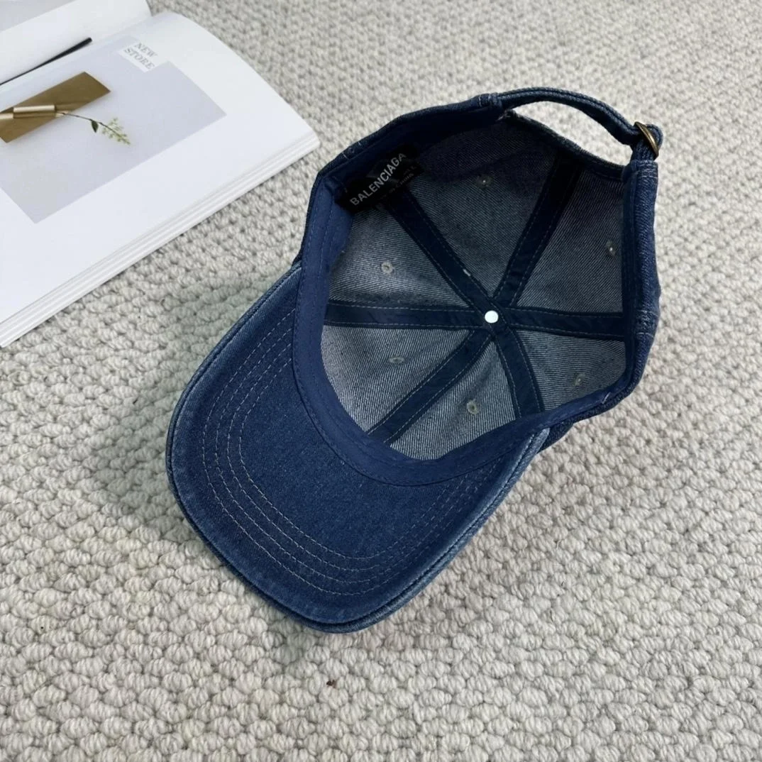 발렌시아가 딥 블루 오렌지 데님 베이스볼 캡