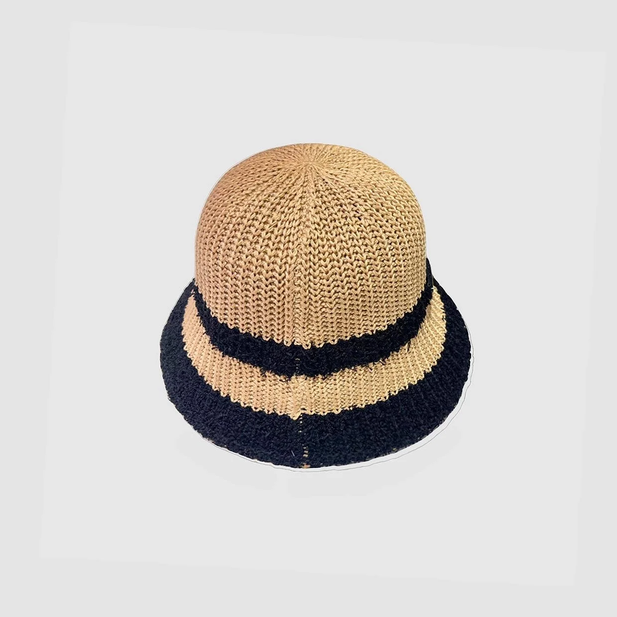 프라다 배색 베이지 니트 버킷 햇