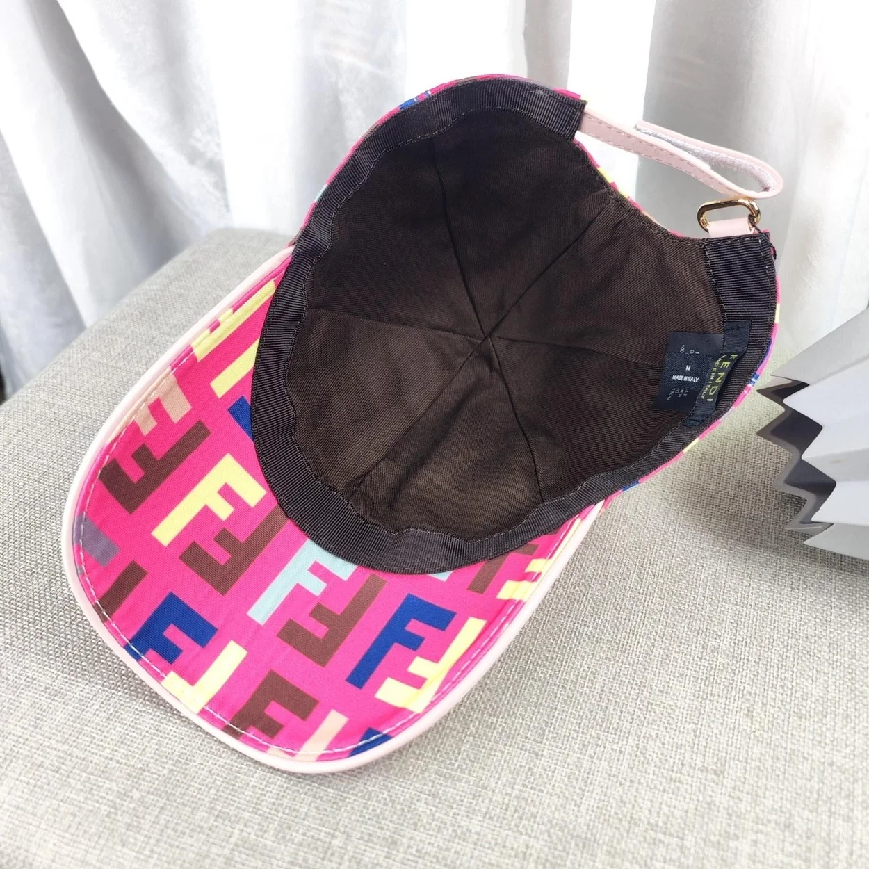 펜디 멀티 핑크 패브릭 베이스볼 캡