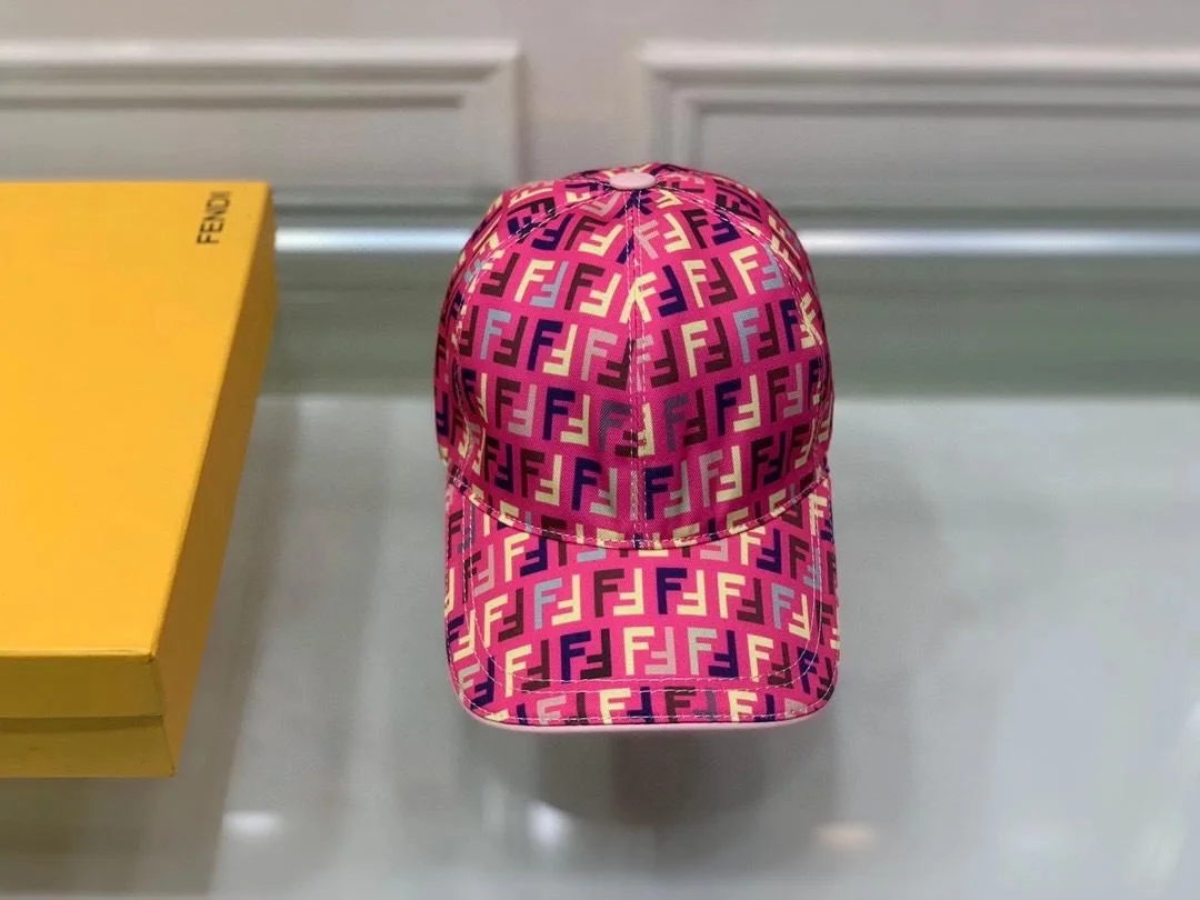 펜디 FF 풀 자카드 핑크 베이스볼 캡