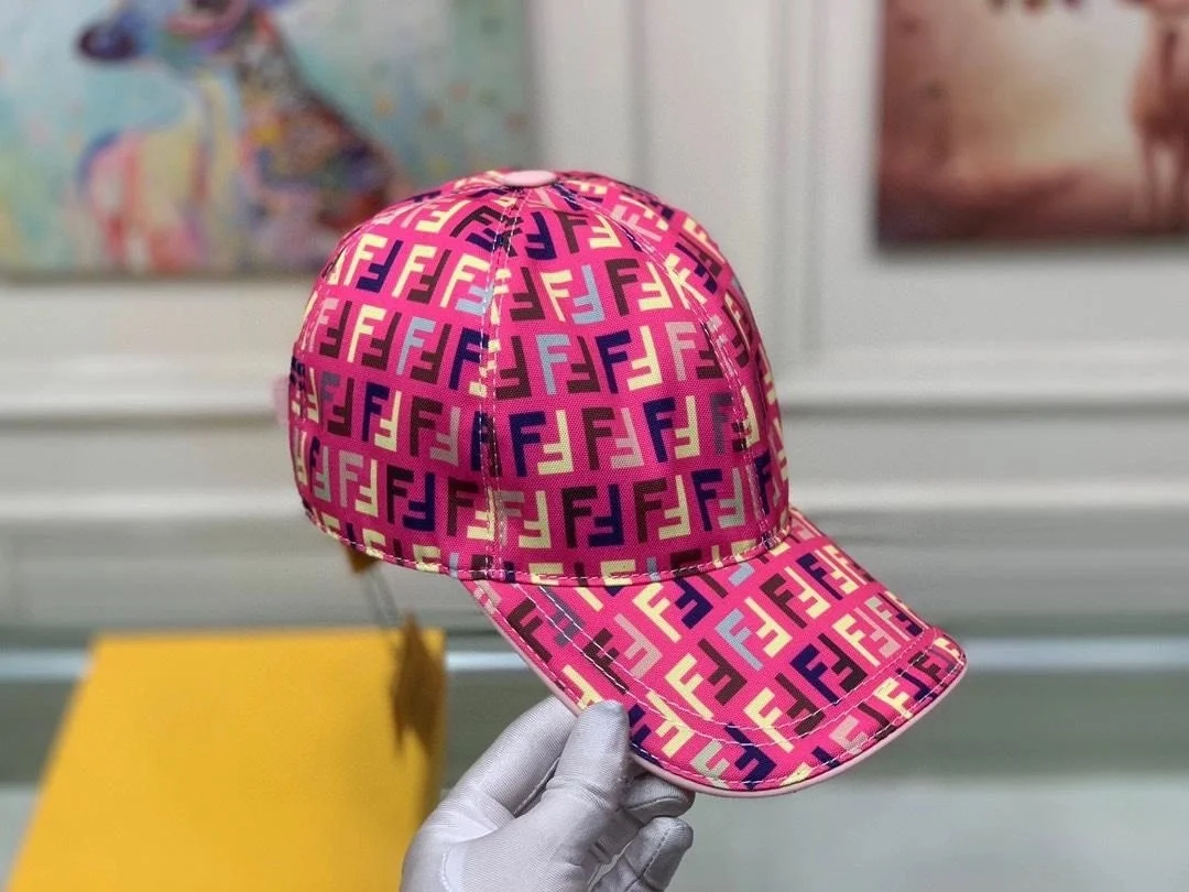 펜디 FF 풀 자카드 핑크 베이스볼 캡