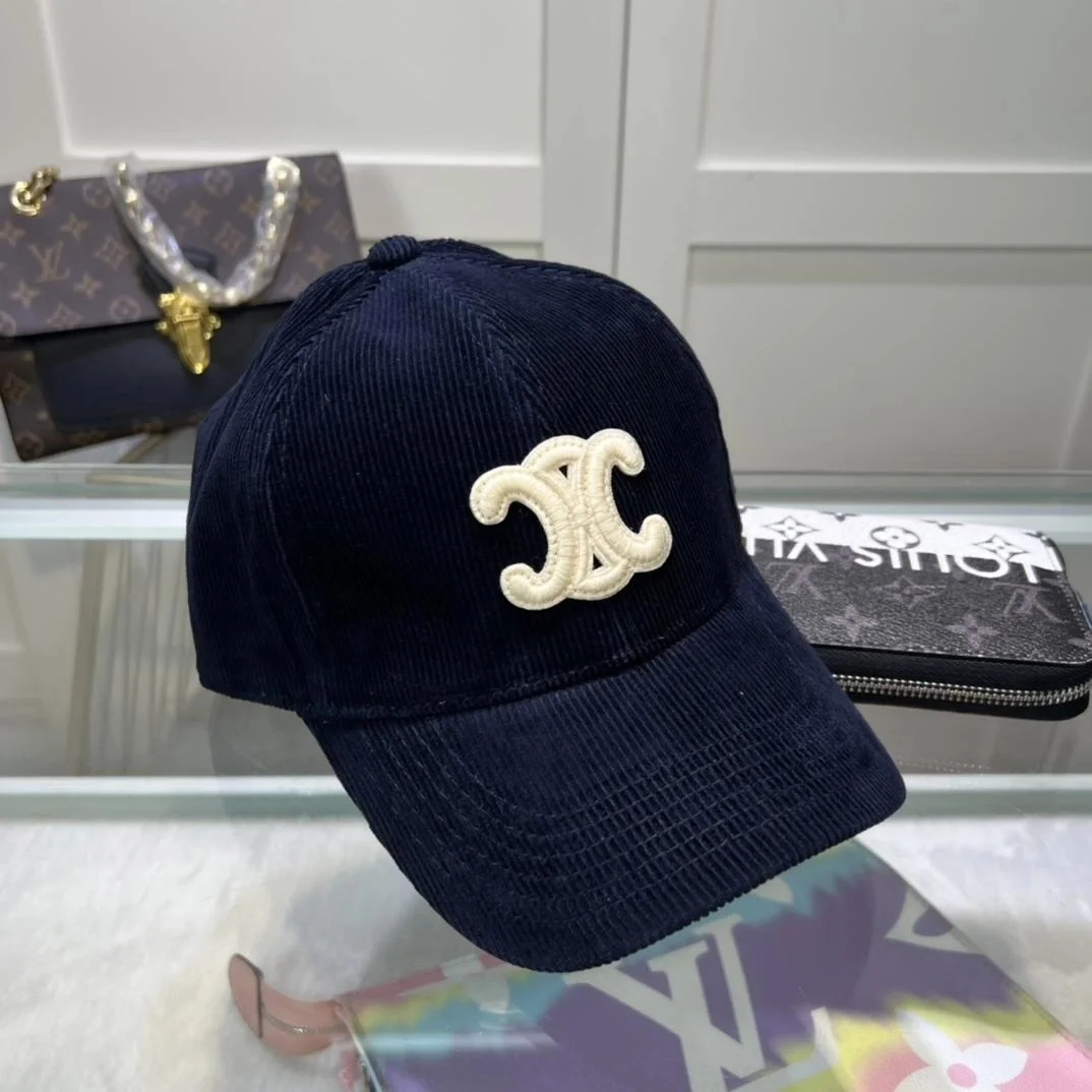 셀린느 트리옹프 네이비 코듀로이 베이스볼 캡