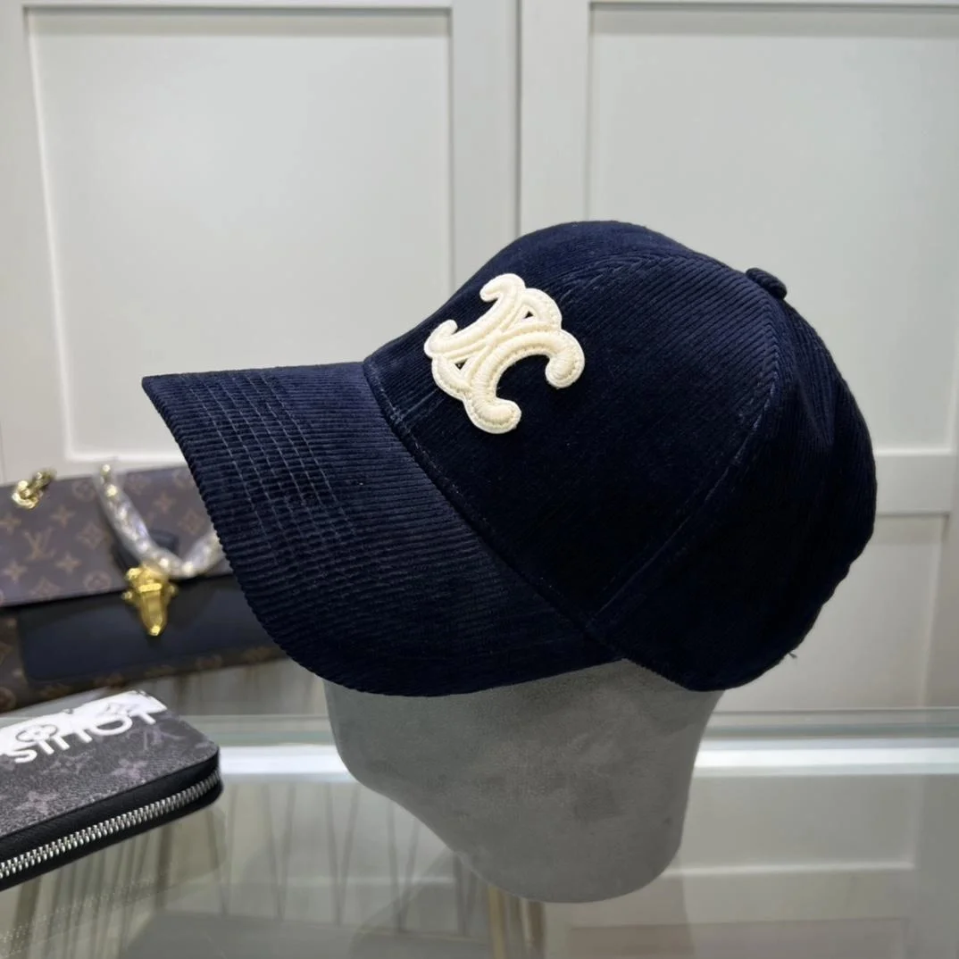 셀린느 트리옹프 네이비 코듀로이 베이스볼 캡