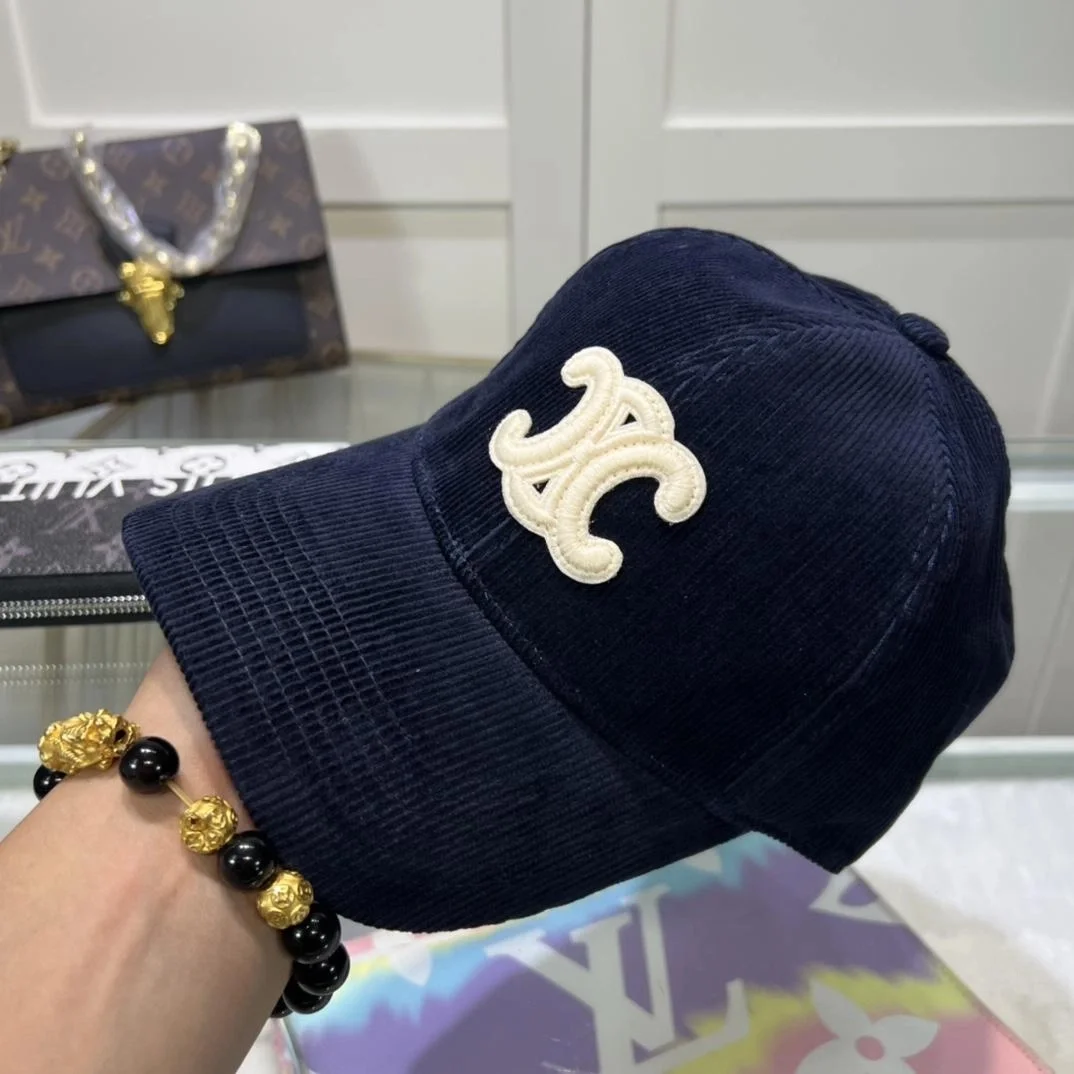 셀린느 트리옹프 네이비 코듀로이 베이스볼 캡