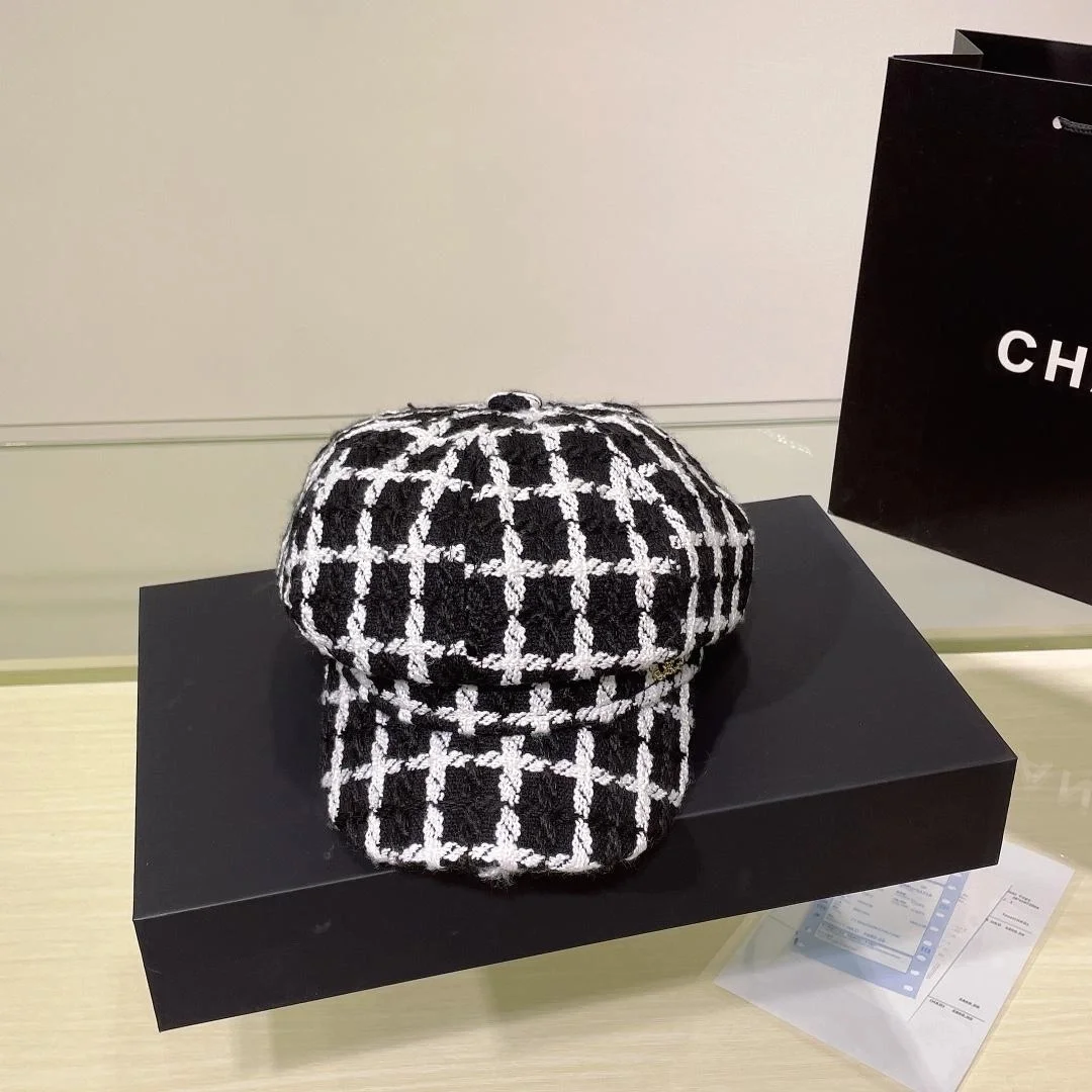 샤넬 트위드 블랙 비니 캡
