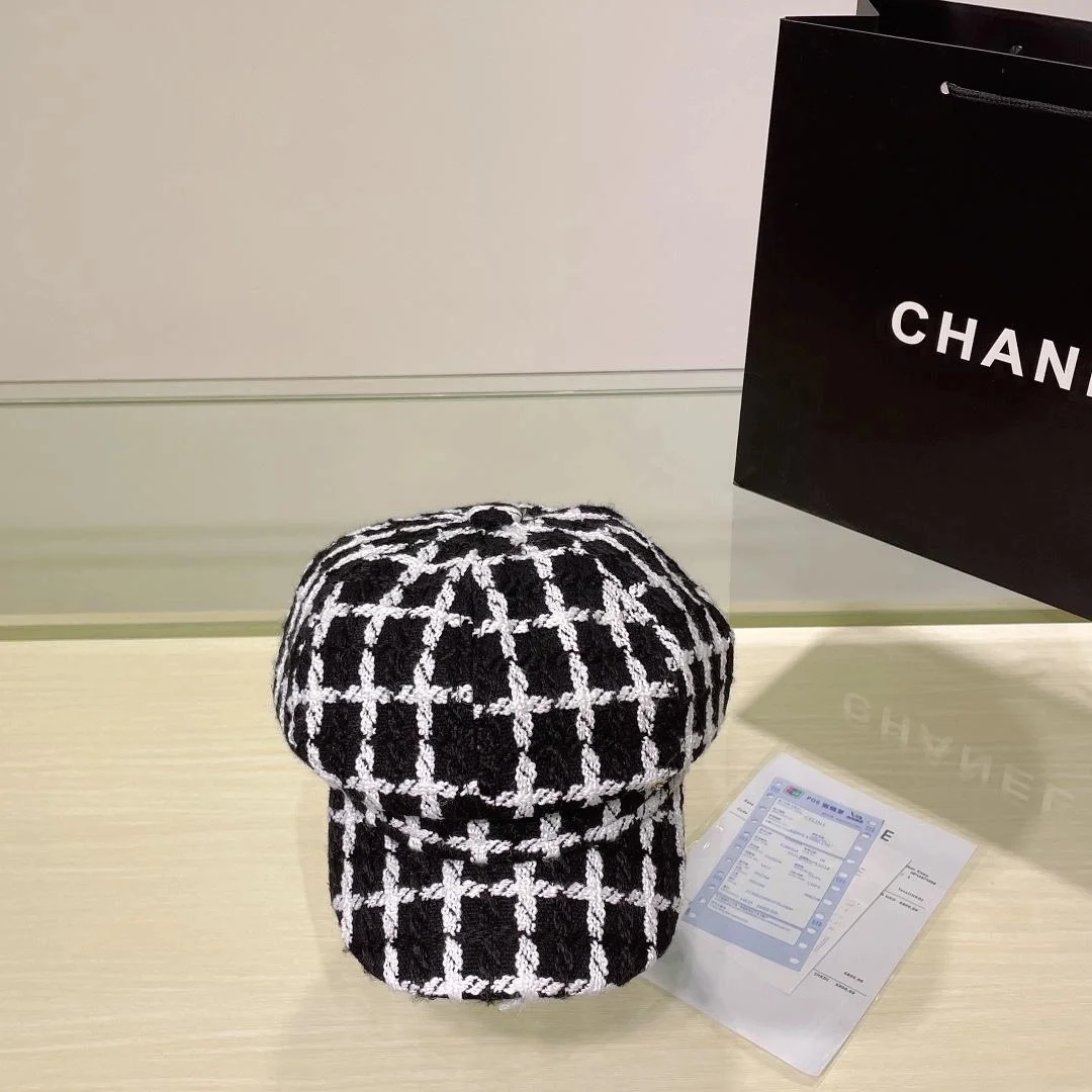 샤넬 트위드 블랙 비니 캡