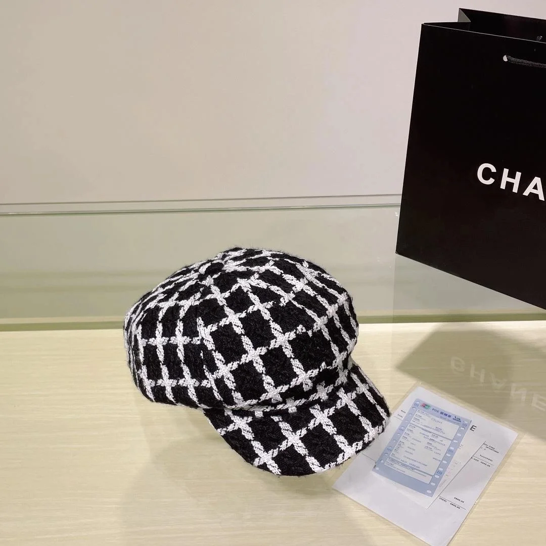 샤넬 트위드 블랙 비니 캡