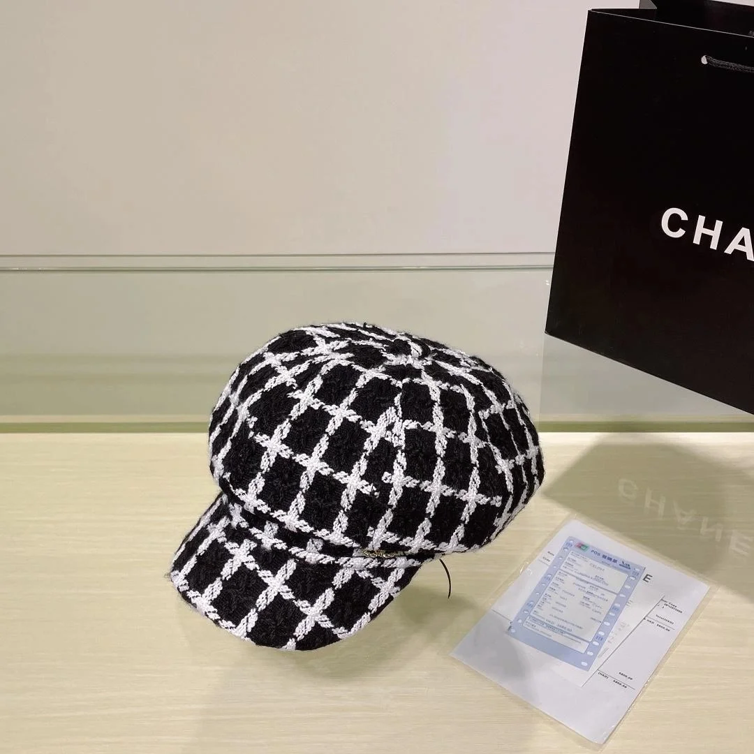 샤넬 트위드 블랙 비니 캡