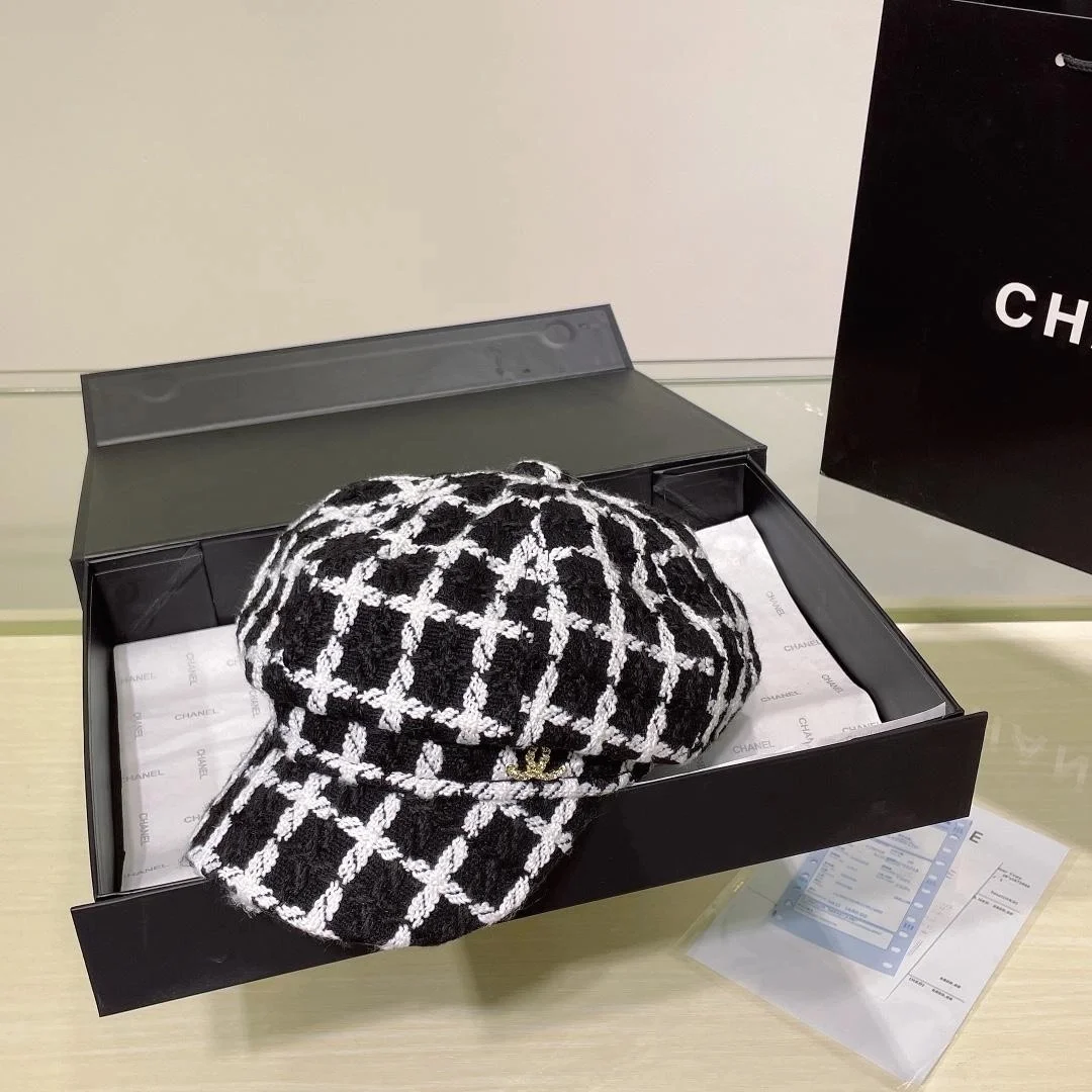 샤넬 트위드 블랙 비니 캡