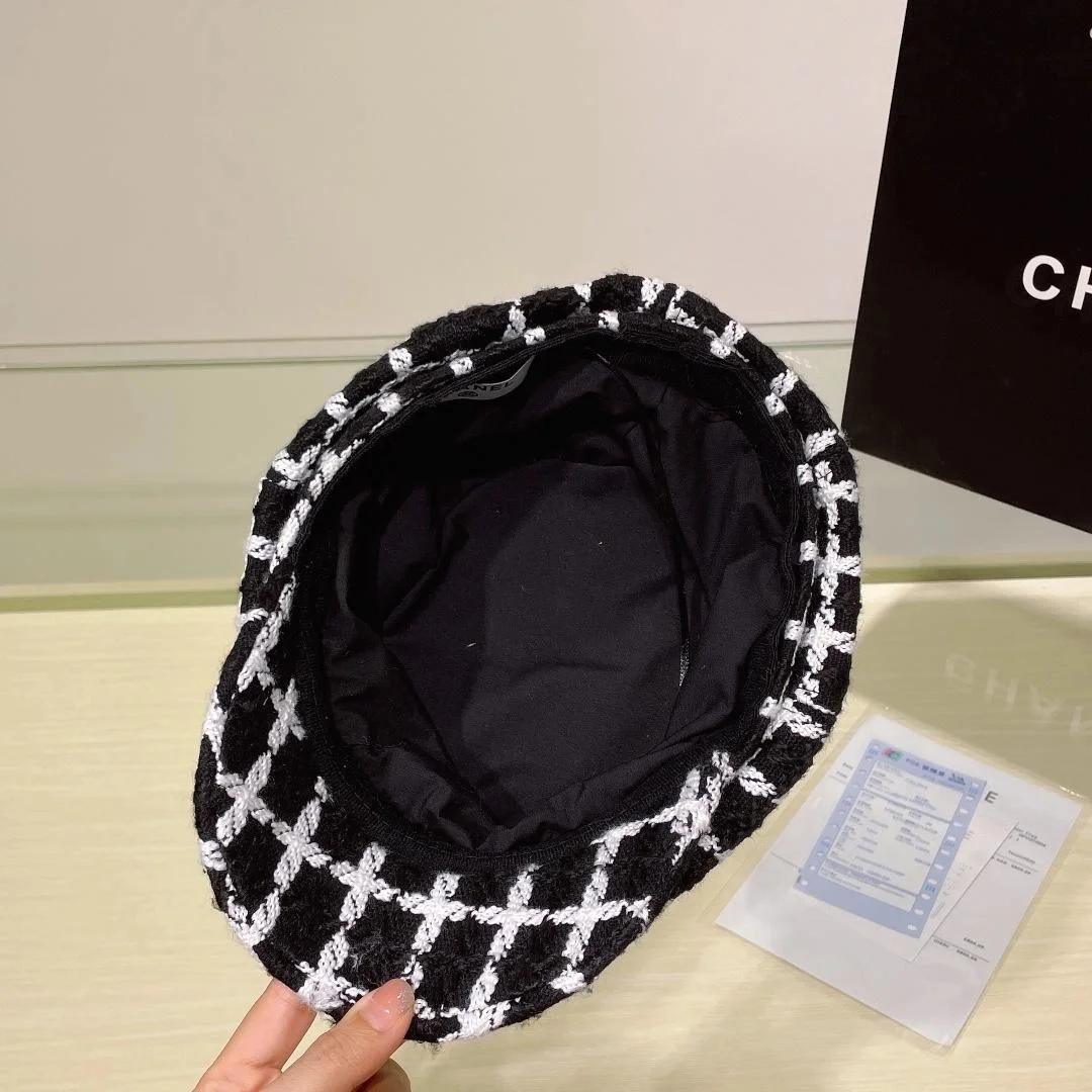 샤넬 트위드 블랙 비니 캡