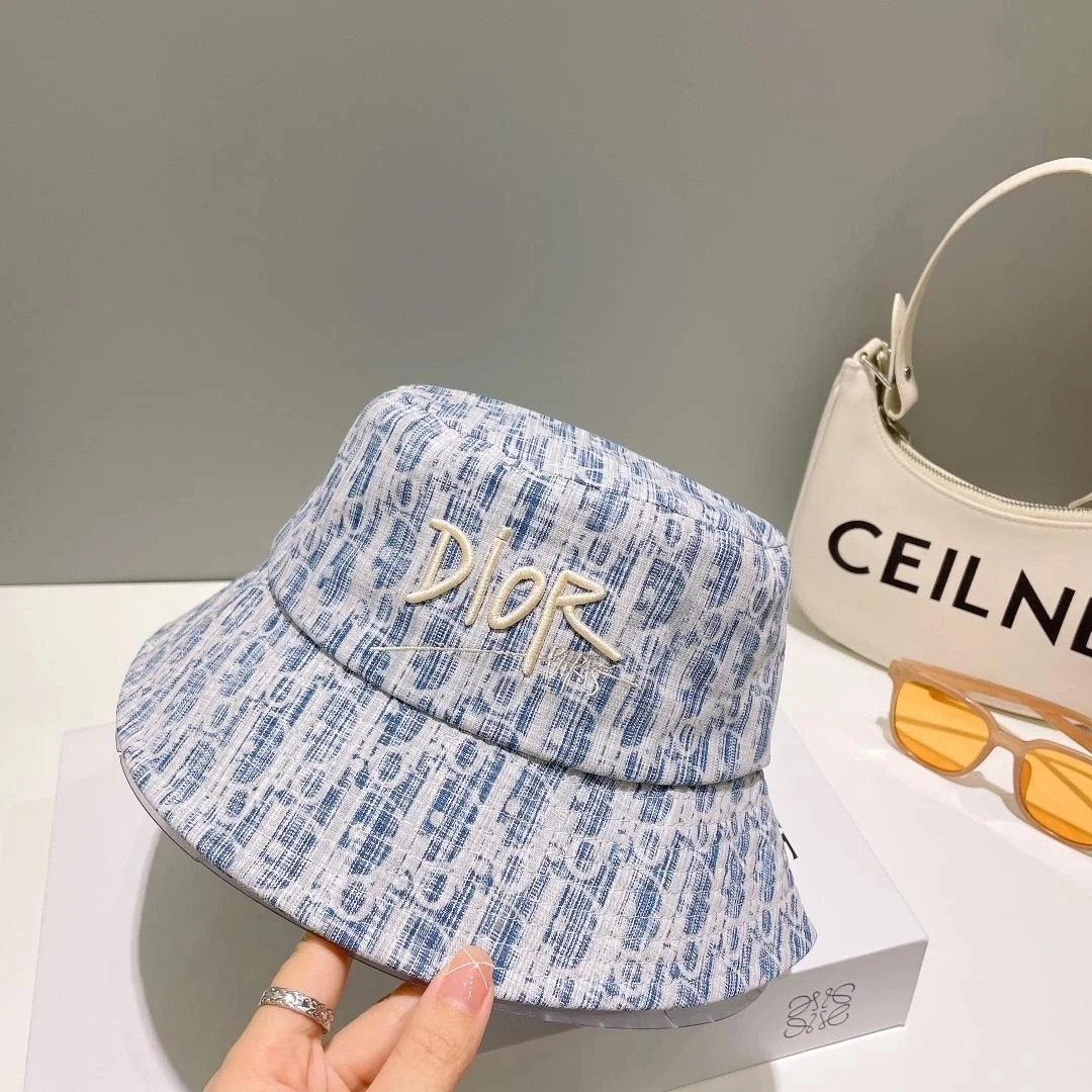 디올 풀 자카드 스카이 버킷 햇