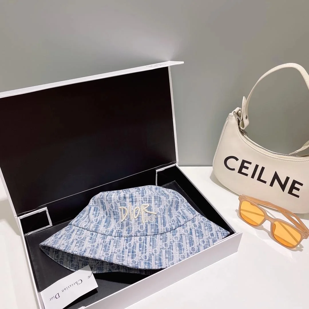 디올 풀 자카드 스카이 버킷 햇